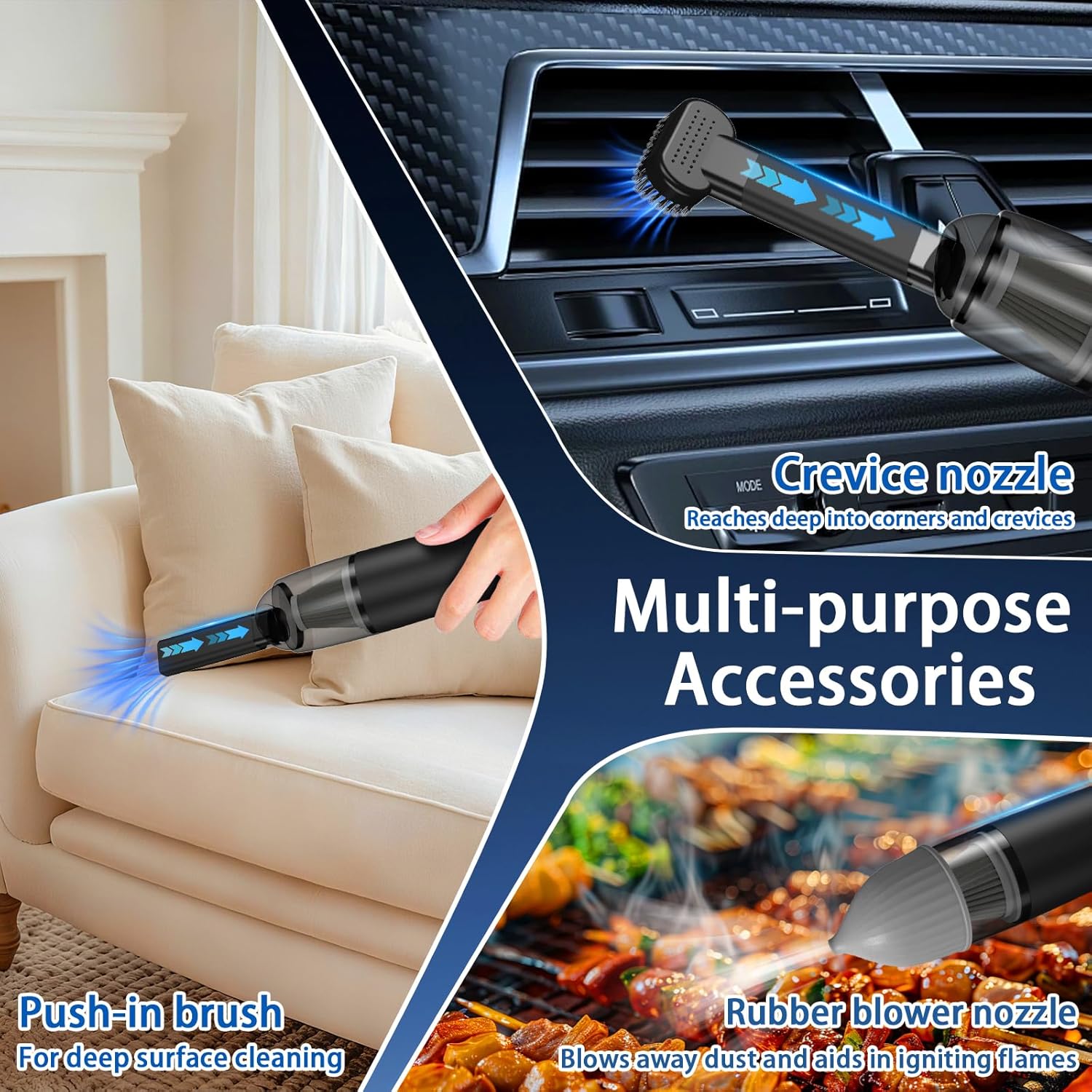 Handheld Vacuum Cordless Mini Vacuum Cleaner Portable 13000 PA Suction Power with 2 HEPA Filter, 2 Suction Modes, Hand Held Vacuum Rechargeable for Car, Home, Pet Hair, Office, Keyboards Black - Image 6