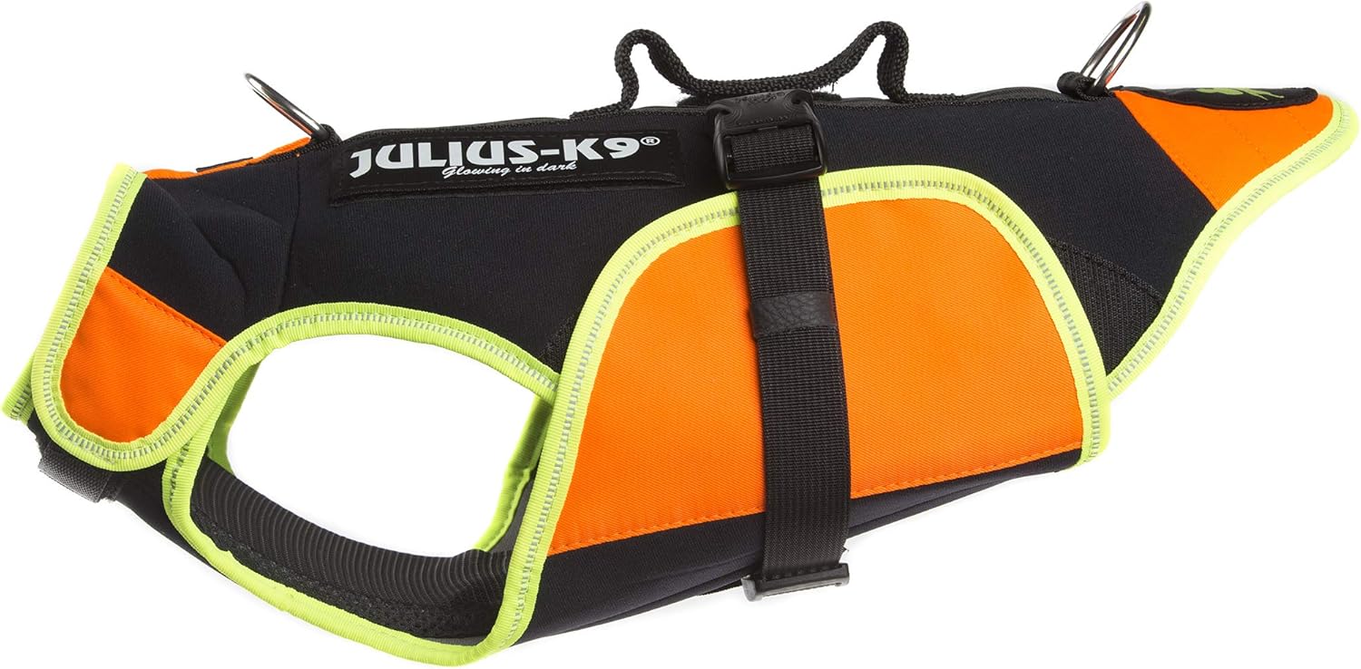 Julius-K9, 16SWM-IDC-S, IDC Multifunctional Dog Vest 3 in 1, Small, Black and UV Orange