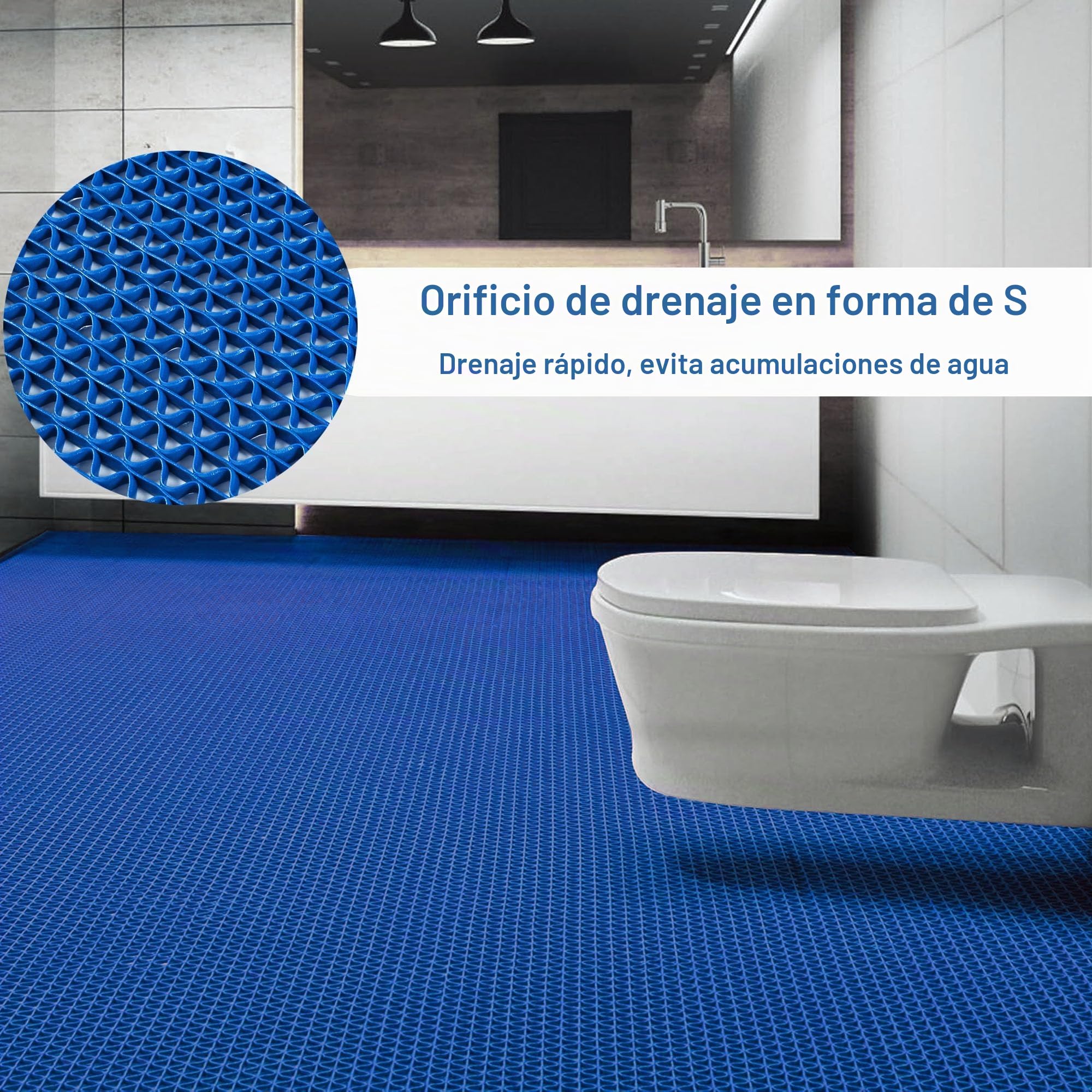MYOYAY Alfombrilla de ducha de PVC con drenaje de 300 x 90 cm, antideslizante, para sauna, baño, antideslizante, 5,5 mm de grosor, comercial, para piscina, cocina, balcón