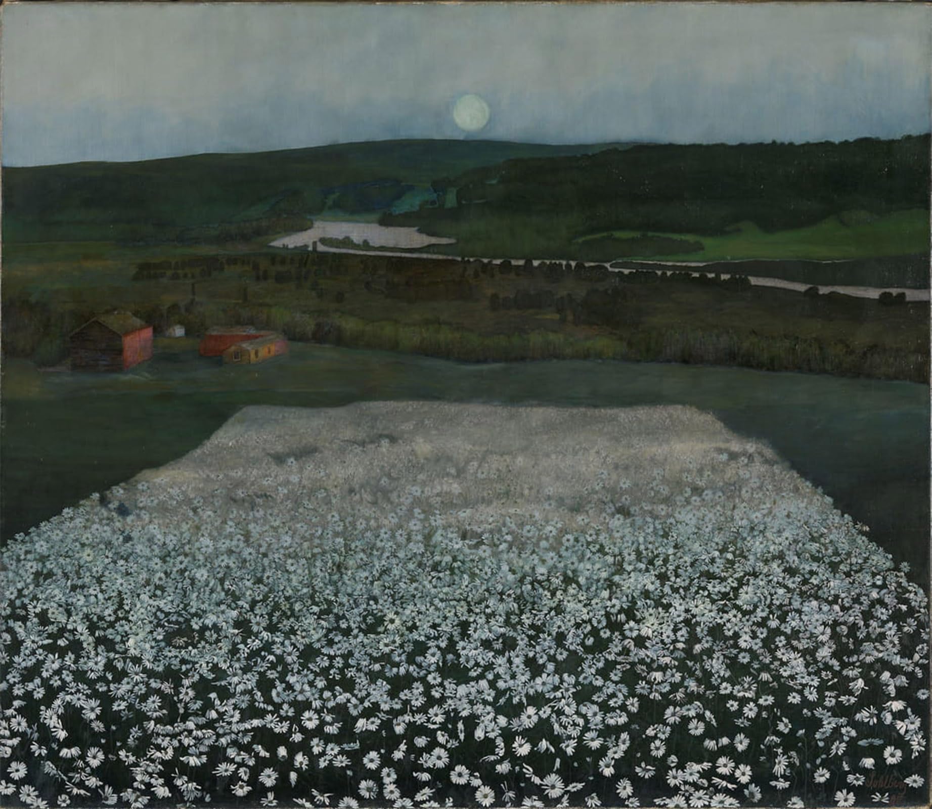 Artxlxxbn No Frame Famous Prints Artwork Pictures Poster Painting Art Flower Meadow In The North By Harald Oscar Sohlberg Artwork Landscape Pictures For Home Decor 60X90cm
