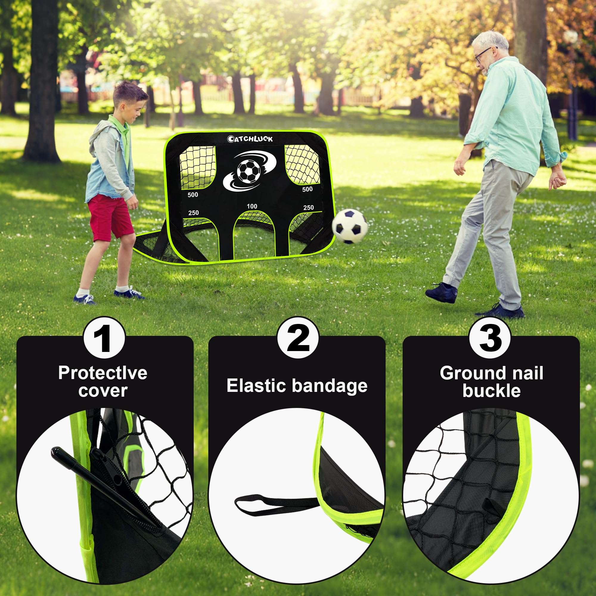 Porta da calcio per bambini, rete da calcio pop-up per il giardino, portatile, 3 modalità, attrezzatura da allenamento con borsa per il trasporto