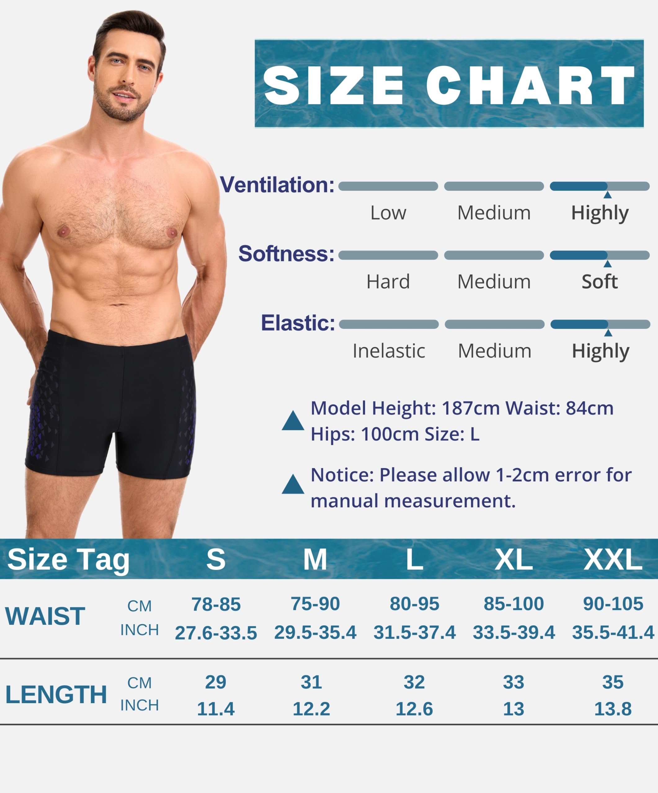AMZSPORT Bañador de Hombre Secado Rápido Bañadores Boxer con Cordón