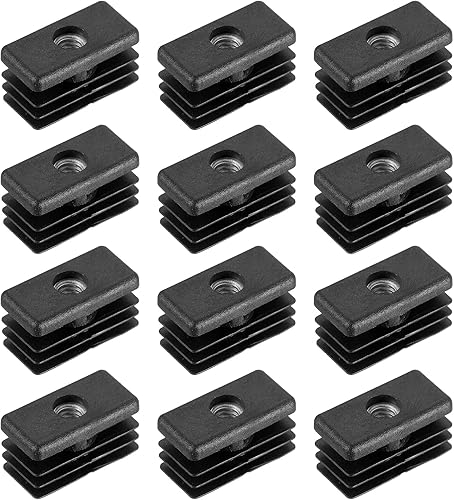 Miniatura 8 de uxcell 8 inserciones para tubos rectangulares con rosca M6, para tubo rectangular de 1.18 x 0.59 pulgadas de DE, enchufe rectangular de plástico