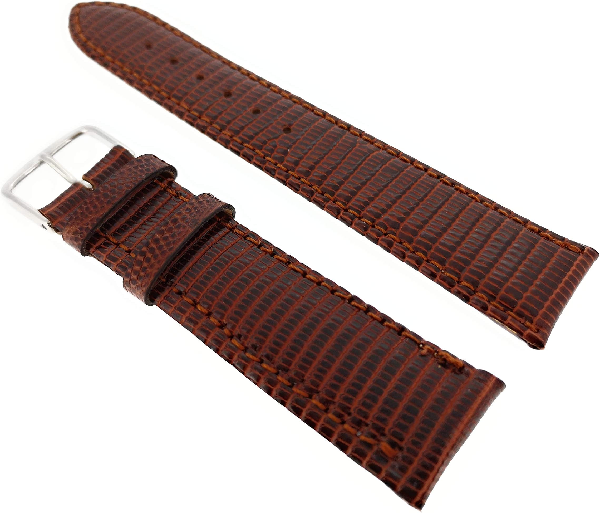 Sandtuhr Watch Strap Genuine Lizard 18 mm Cognac Brown Made in Germany, Strap.