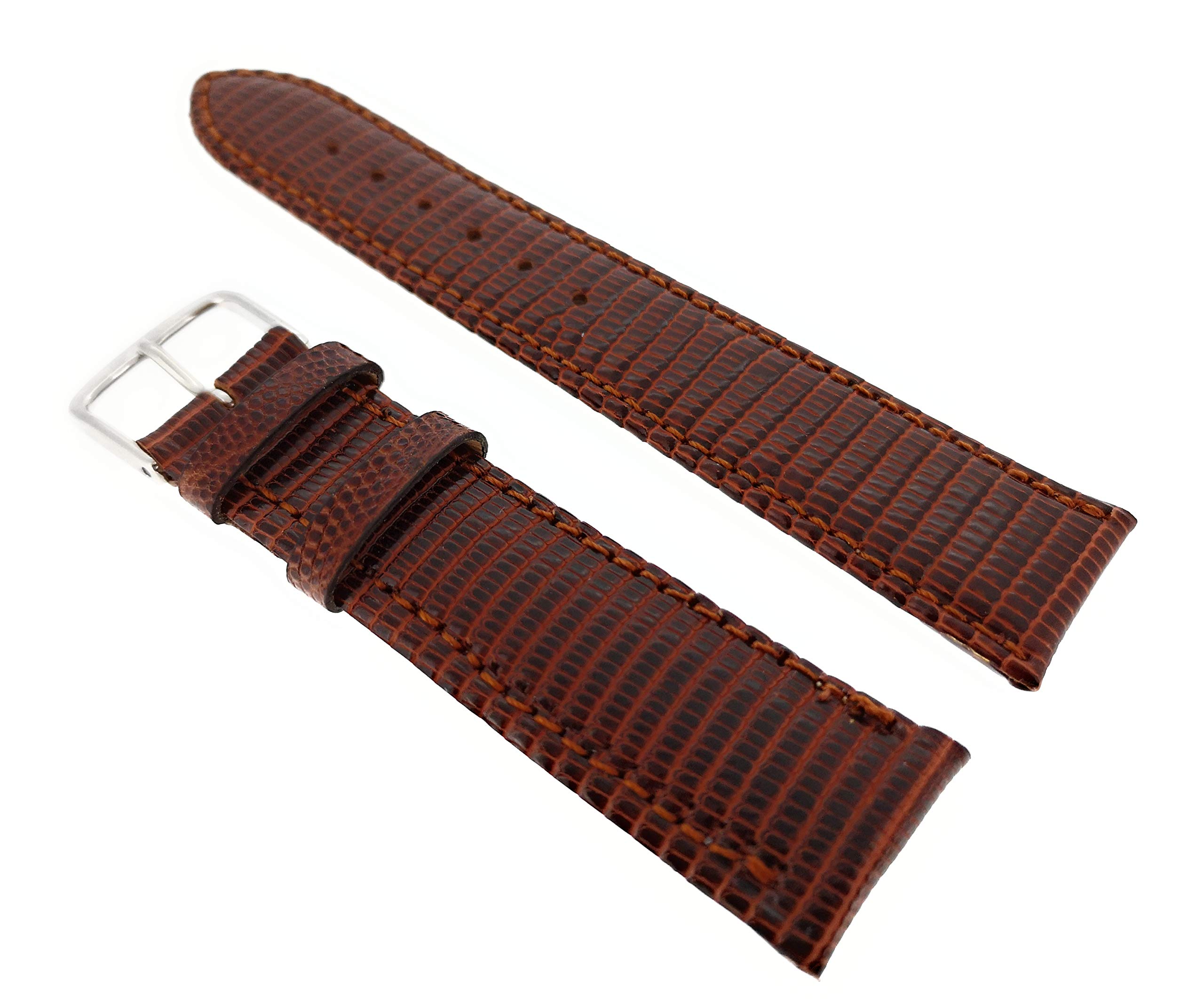 Sandtuhr Watch Strap Genuine Lizard 18 mm Cognac Brown Made in Germany, Strap.