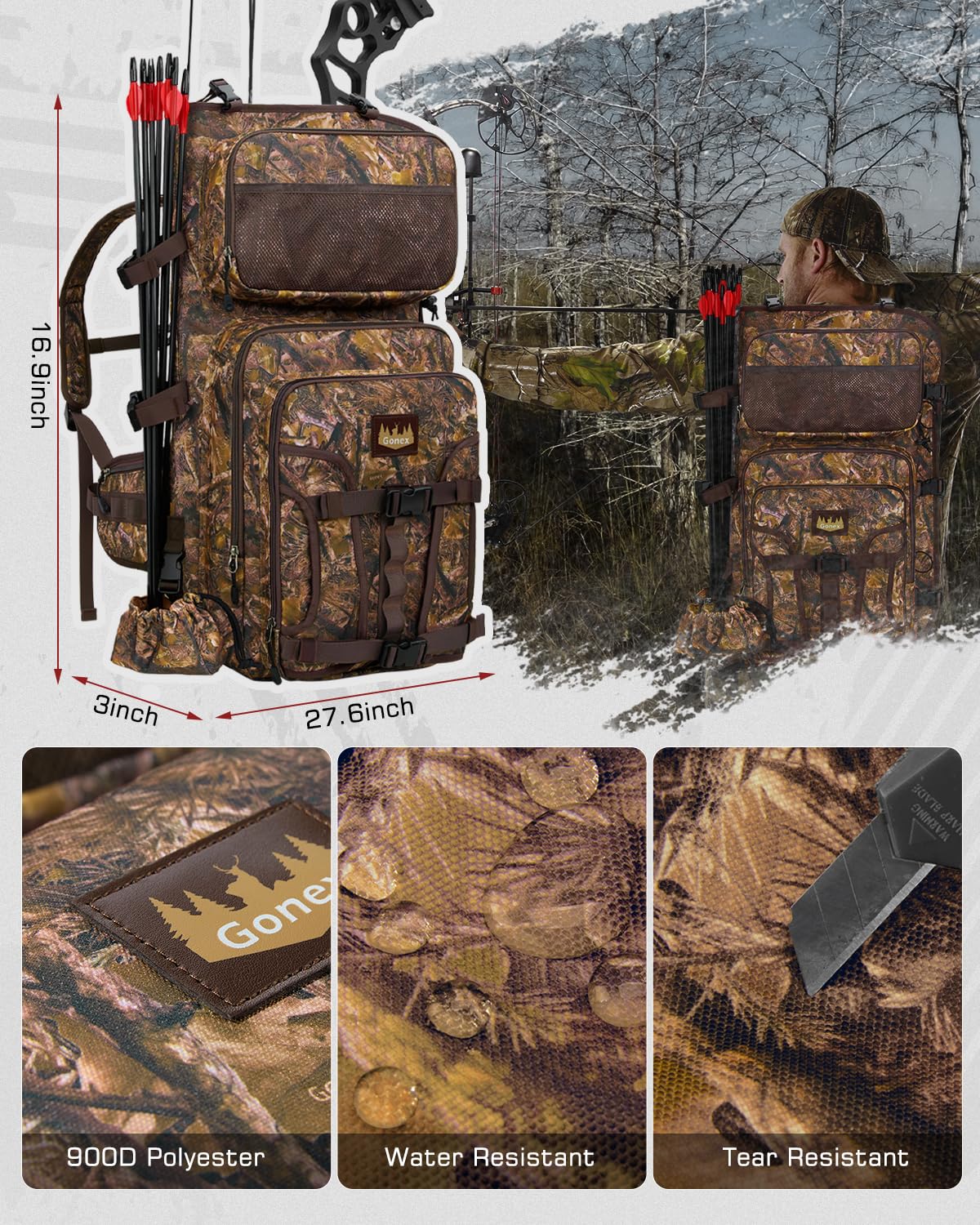 Amazon.com: Gonex Hunting Bow Case Backpack with Detachable Arrow