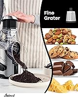 Vista 4 de Joined Rotary Cheese Grater with Handle - Mandoline Slicer with 3 Stainless Steel Drum Blades-Vegetable Slicer Walnuts Grinder Cheese Shredder Round