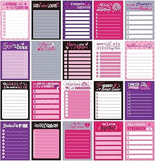 20 Pack Breast Cancer Awareness Sticky Notes, 600 Sheets 4"x 3" Pink Ribbon Inspirational Note Pads, Women Girls Breast Cancer Awareness Accessories Gifts with Hope Strength Courage Support Supplies