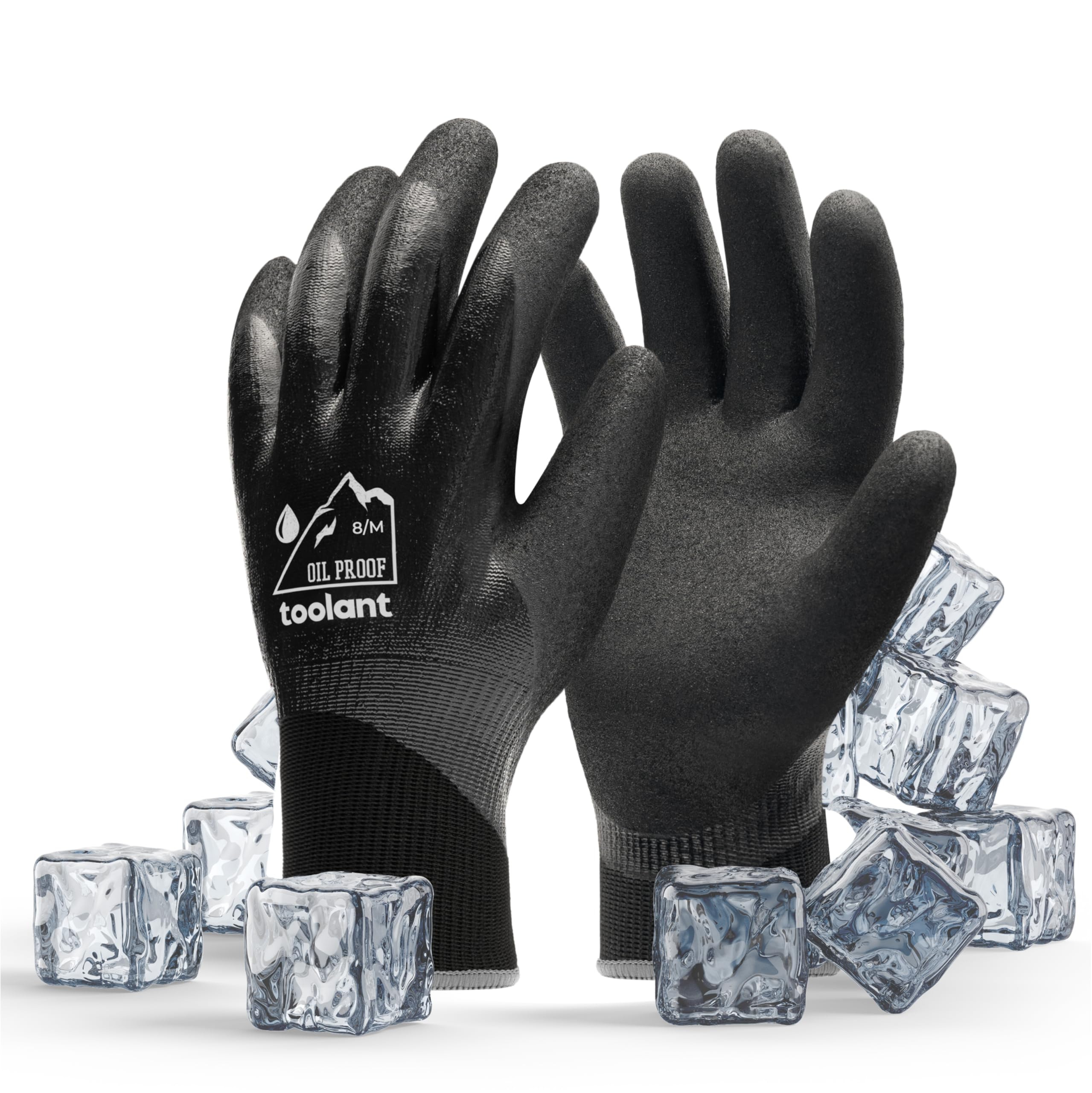 Waterproof Gloves for Men and Women, Freezer Gloves with Grip, Double Nitrile Dipped for Extreme Oil Repellent, for Construction, Mechanics, Mining,