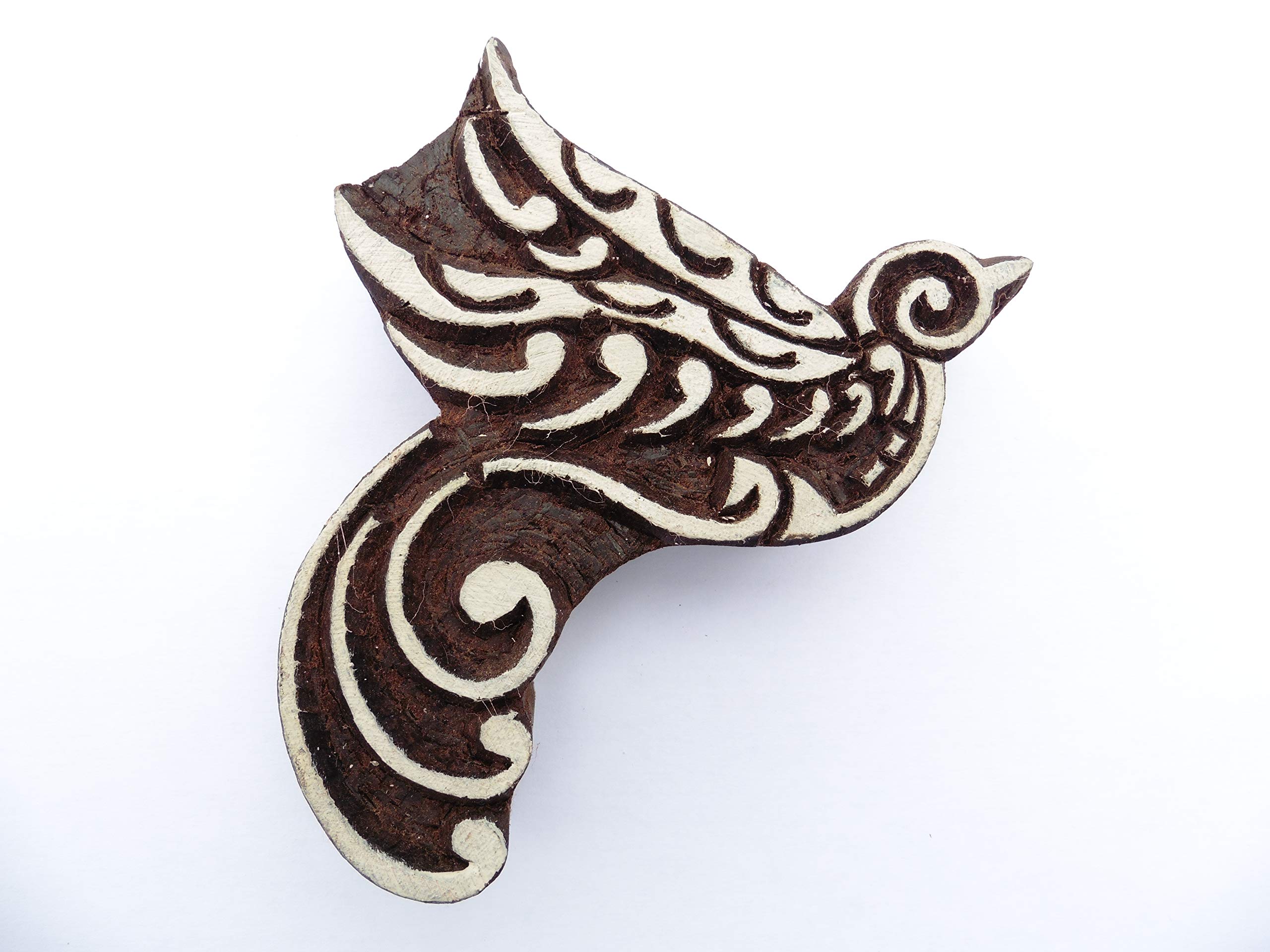 Pilgrims Fair Trade Bird Shaped 9Cm Indian Hand Carved Wooden Printing Block Stamp