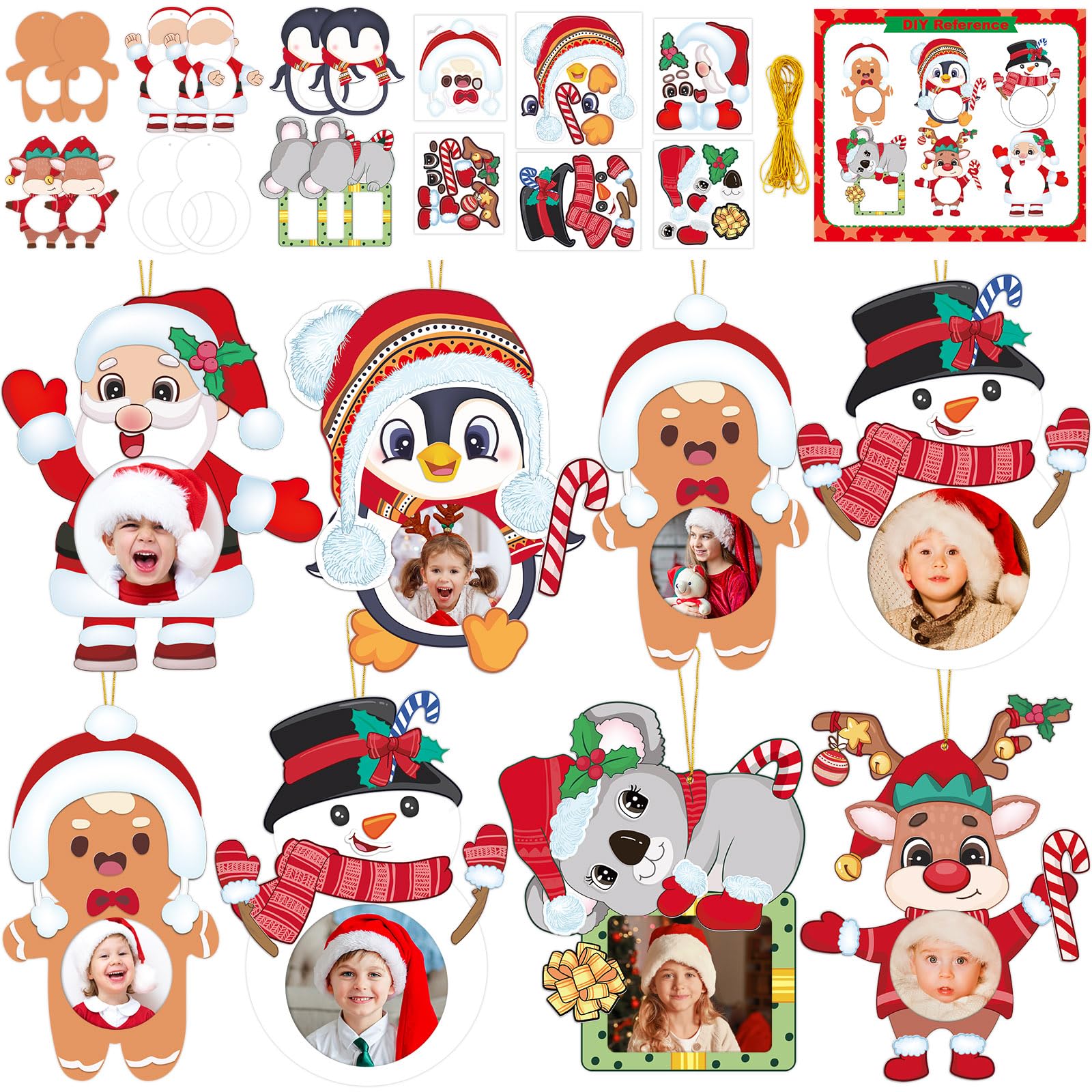 Christmas Picture Frame Craft Kit Foam Xmas Character Photo Frame Ornament for Kids DIY Art Class Activities 12 Pack