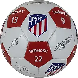 Maccabi Art Bola de futebol oficial do Atlético Madrid com assinaturas de jogadores e números de jogador, tamanho 5