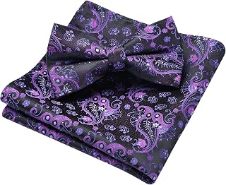 Bow Ties for Men Boys, HISDERN Pre-Tied Bowtie Adjustable Tuxedo Bowties for Wedding Party Purple