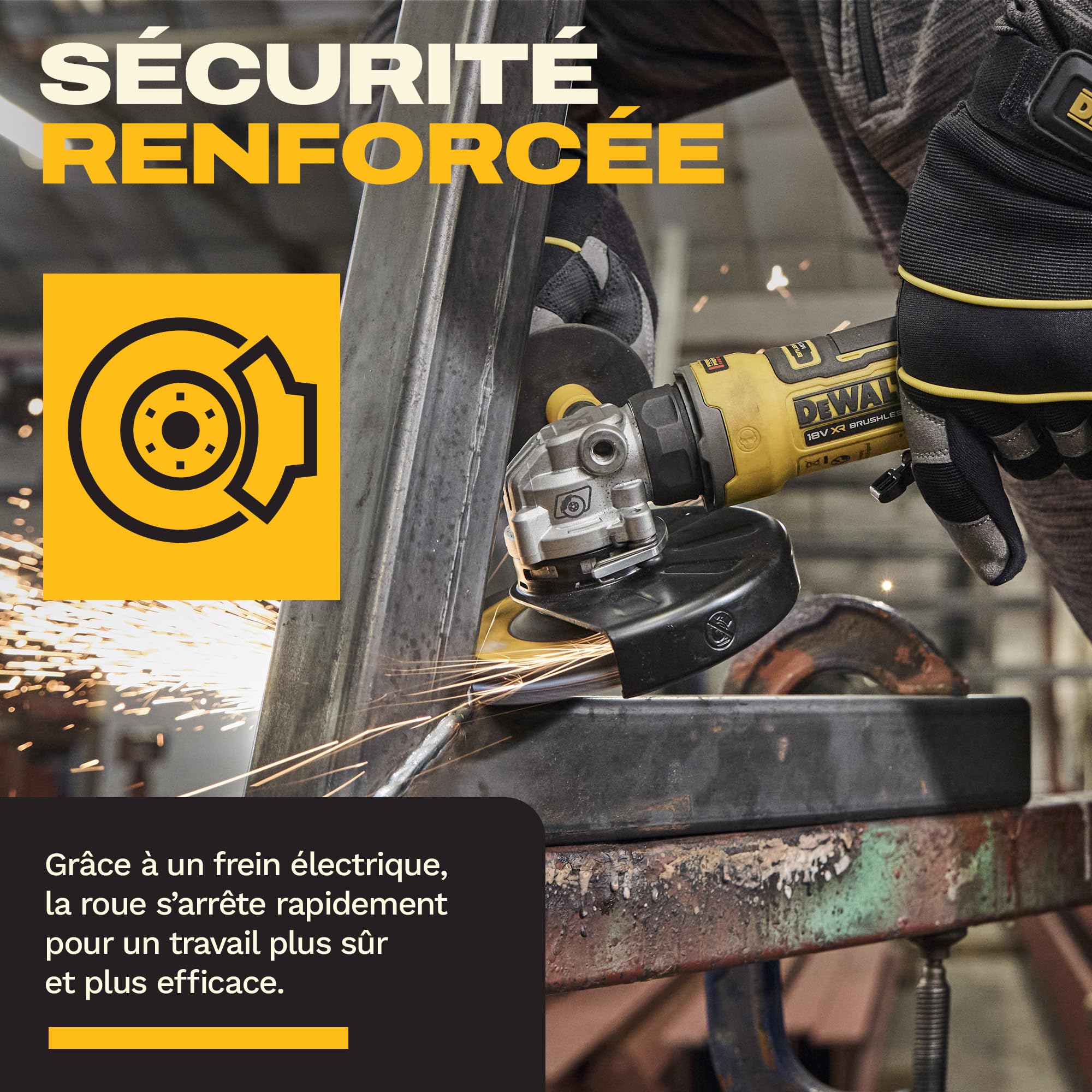DEWALT Meuleuse d’angle compacte 125mm Brushless 18V XR, DCG404N-XJ