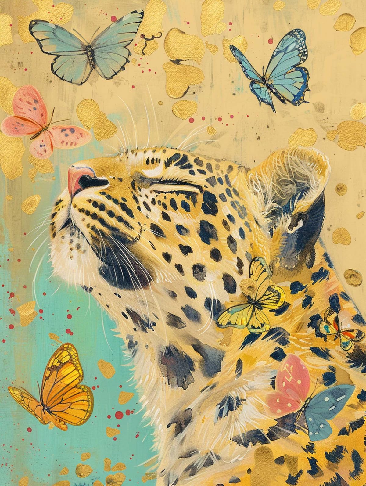 11CT Kreuzstich Stickpackungen Leoparden Schmetterlingsblume 80x100cm