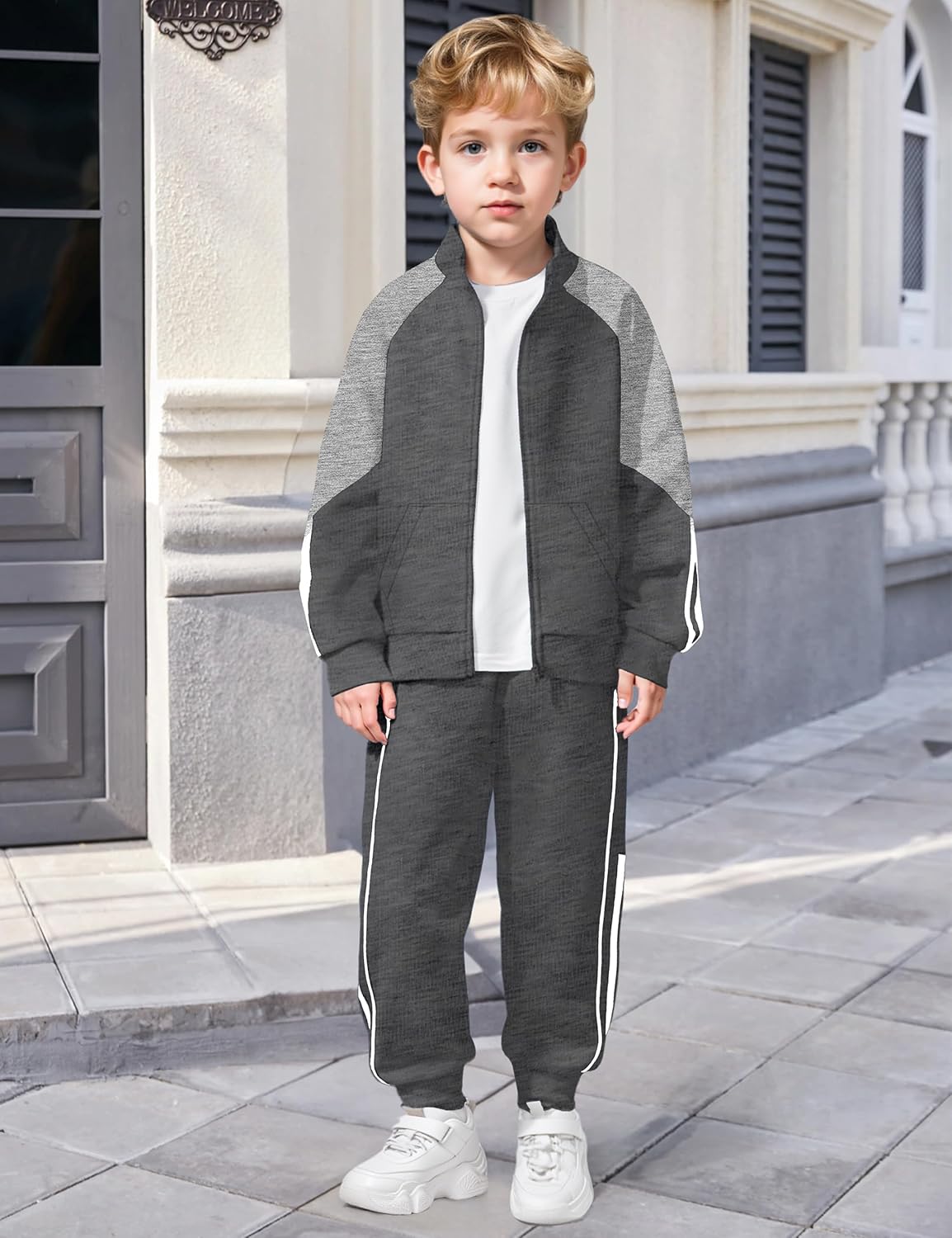 NECIOUS Boys Clothes 2 Piece Long Sleeve Zip Up Boys Sweatshirt Jacket and Jogging Sweatpants Kids Fall Winter Outfits 6-12Y - Image 2