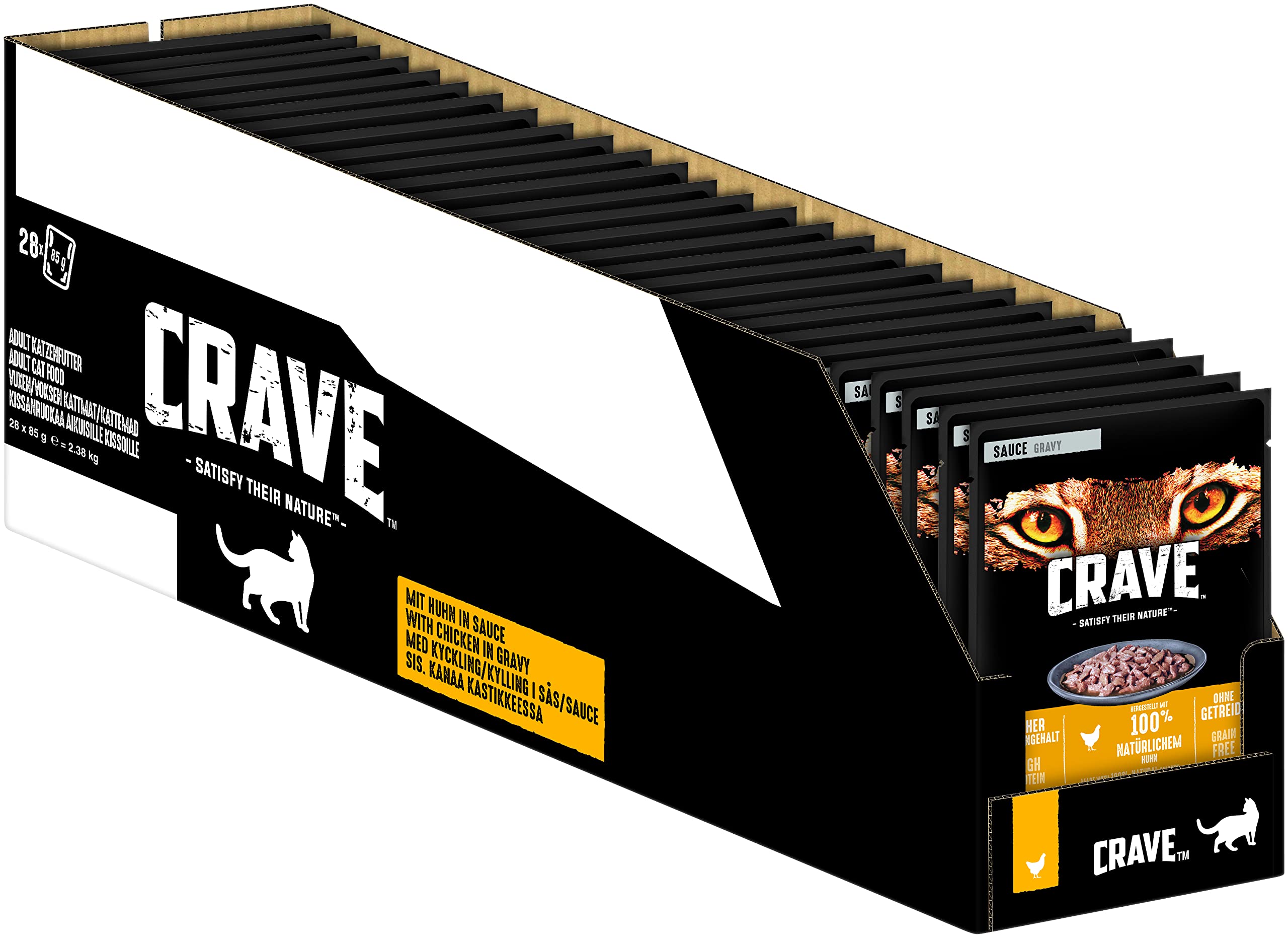 CRAVE Katze Portionsbeutel Sauce mit Huhn 28 x 85g