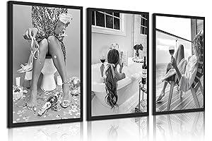 Striking 3-Piece Bathroom Art: Black and White Elegance