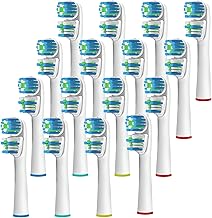 Replacement Brush Heads Compatible with OralB Braun- Best Double Clean, Pack of 16 Electric Toothbrush Replacement Heads- for Oral B Pro, 1000, 8000, 9000, Sonic, Adults, Kids, Vitality, Dual Plus!