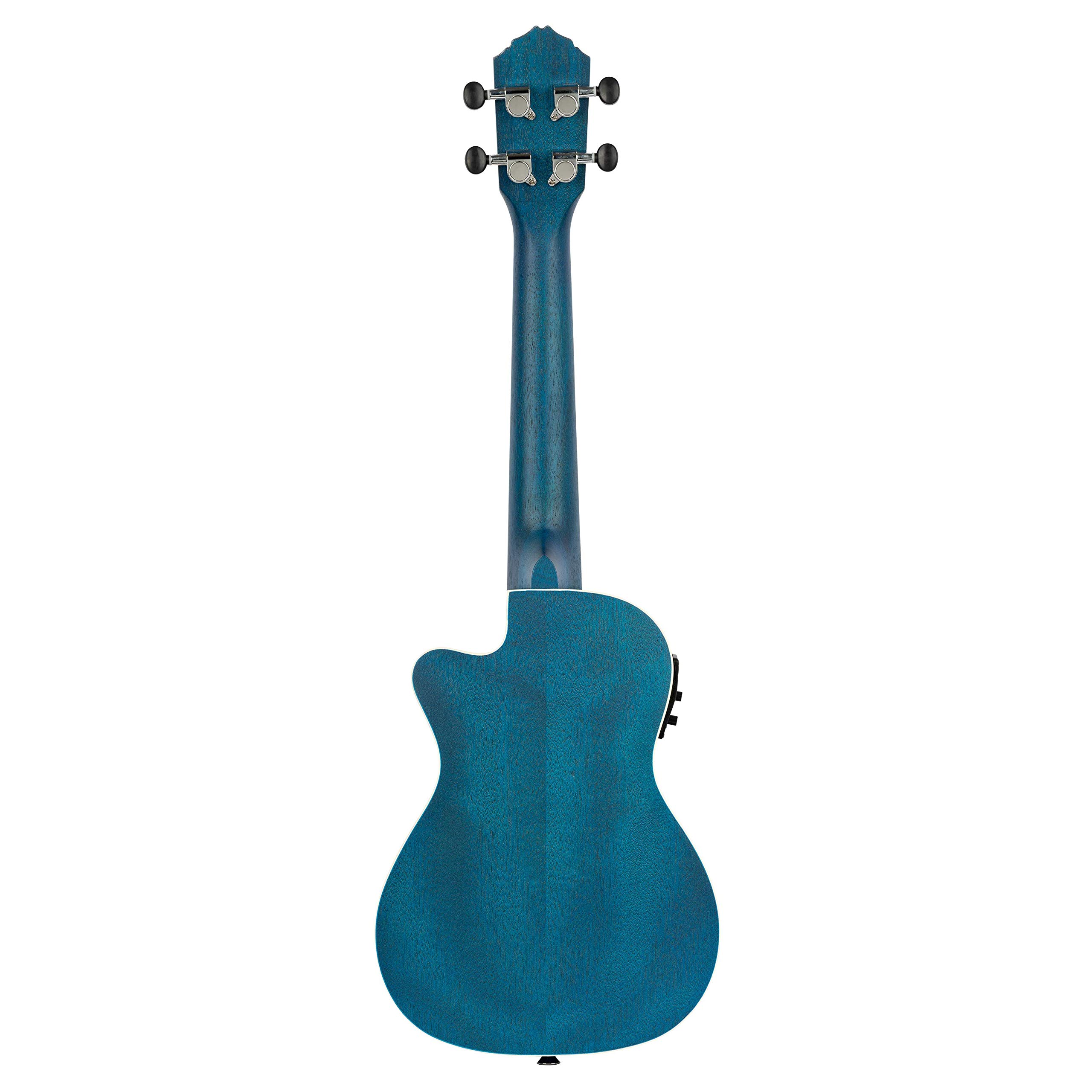 Ortega Guitars Konzert Ukulele Elektro-Akustisch – Earth Series – mit Cutaway – Okoume, Dunkelblau (RUOCEAN-CE)