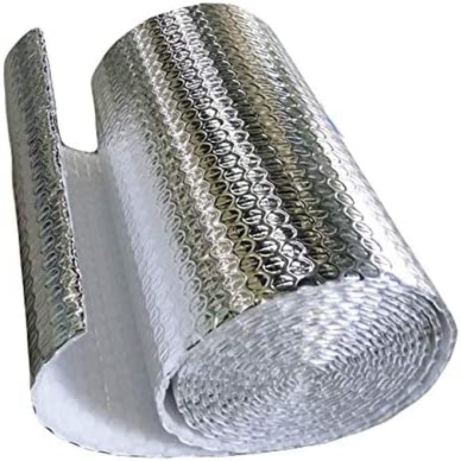 Isolierung, 4 mm, Selbstklebende Aluminiumfolie, Luftpolster-Wärmedämmfolie, doppelseitiges Dämmmaterial für Dach und Wintergarten, weiße Doppelblasen-Reflexfolie (Größe: 1 x 25 m, Farbe: 4