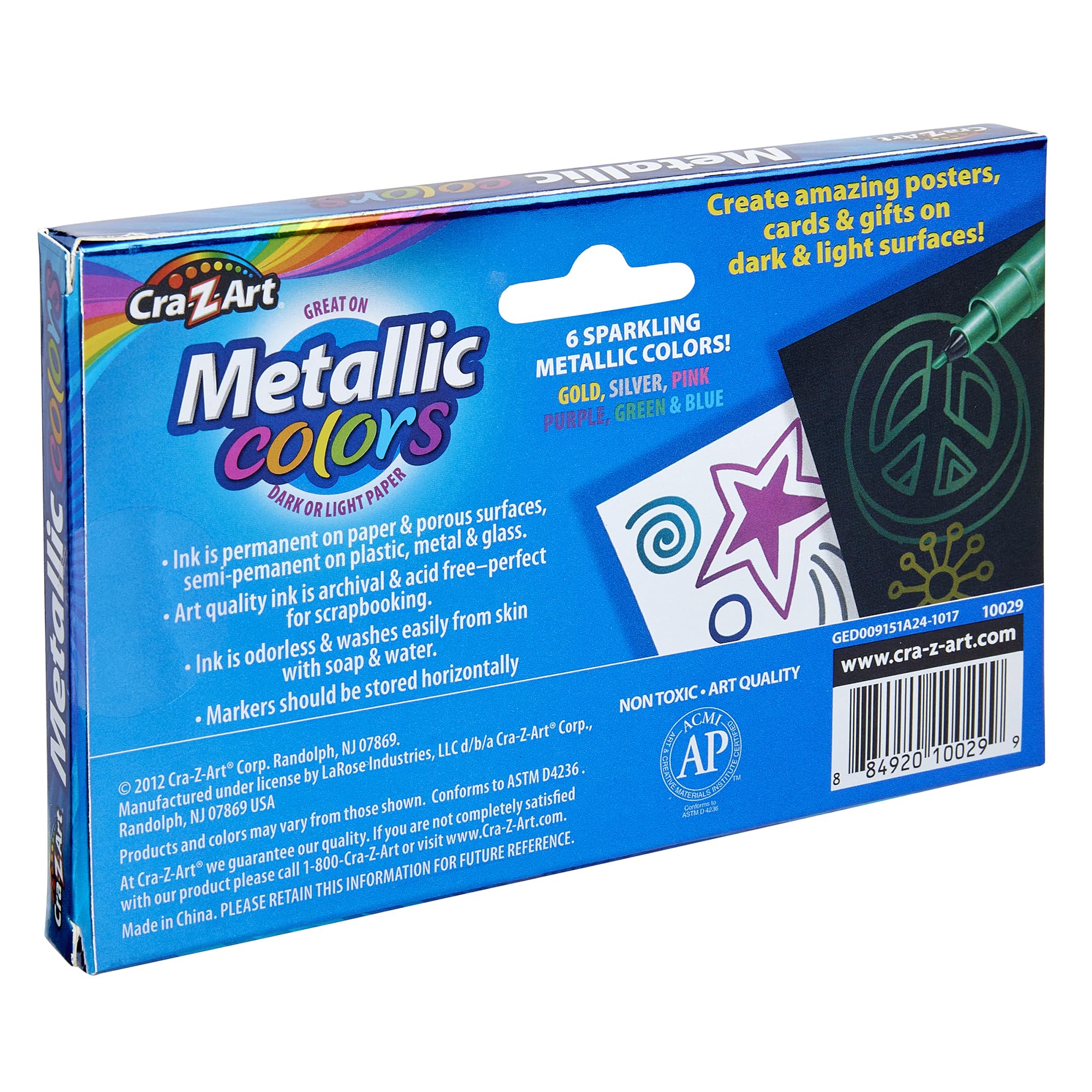 Amazon.com: Cra-Z-Art Metallic Markers, 6-Count (10029-24)