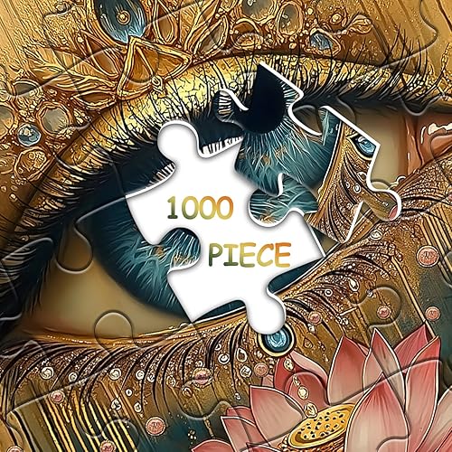 Miniatura 7 de Rompecabezas de ojos de loto para adultos de 1000 piezas, diseño de ojos de flores, rompecabezas vintage hermoso e imposible desafiante