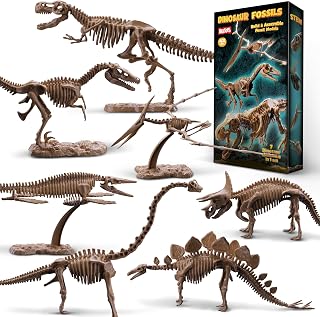 Beetots 7-Pack Big Dinosaur Fossil Skeleton Building Kit | Take Apart & Rebuild Dinosaur Bones Models | STEM Science Archaeology Toy Gift for Kids 6+ | T-Rex, Triceratops, Velociraptor