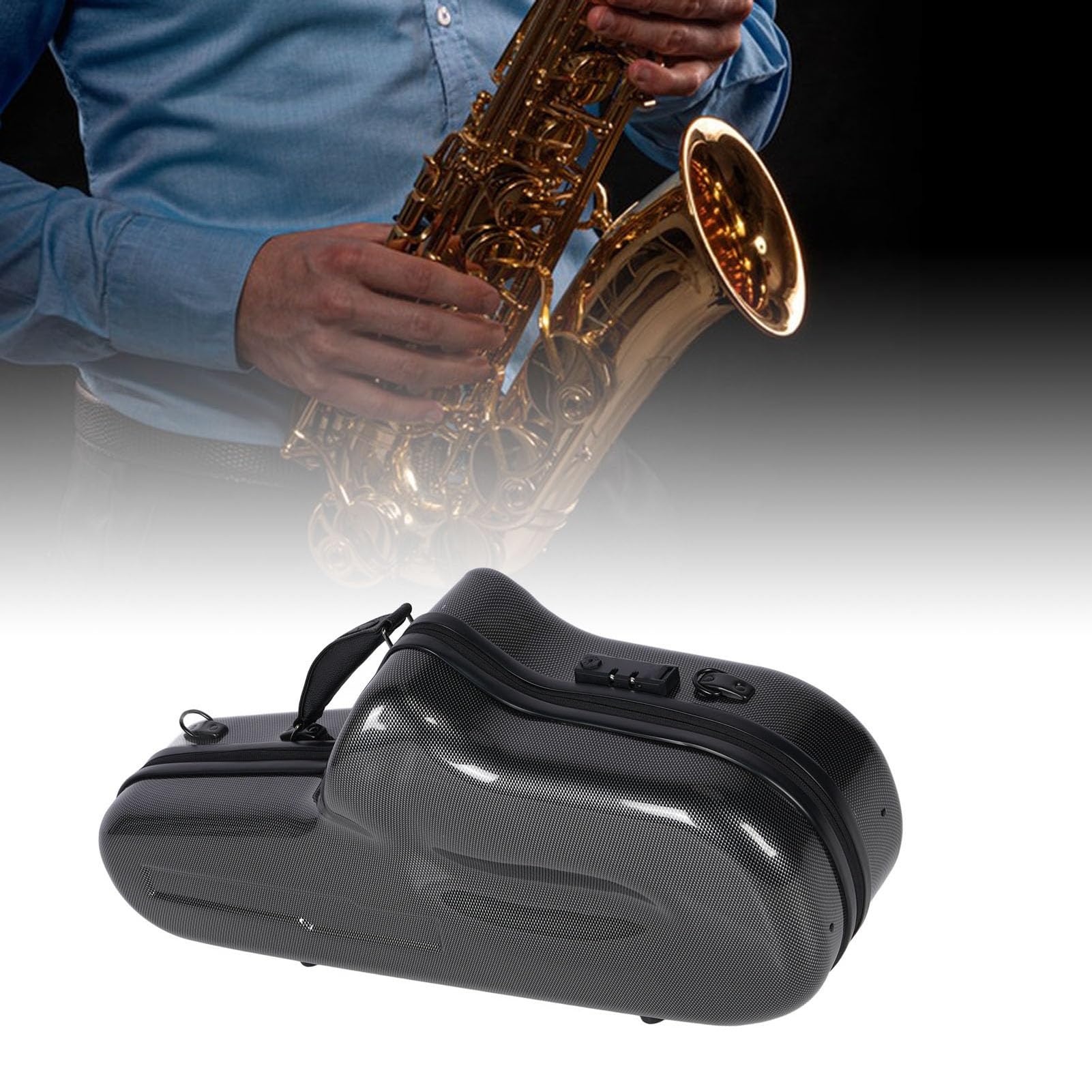 Fafeicy Custodia per Sassofono Contralto con Chiusura a Combinazione, Plastica Rinforzata con Fibra, Imbottitura Spessa e Tracolla Staccabile per Sassofoni Contralto