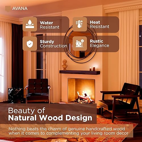 Miniatura 4 de Avana - Repisa para chimenea de 48 pulgadas, natural, para montar en la pared, repisa de madera hecha a mano, flotante, rústica, marrones, 48 x 8 x