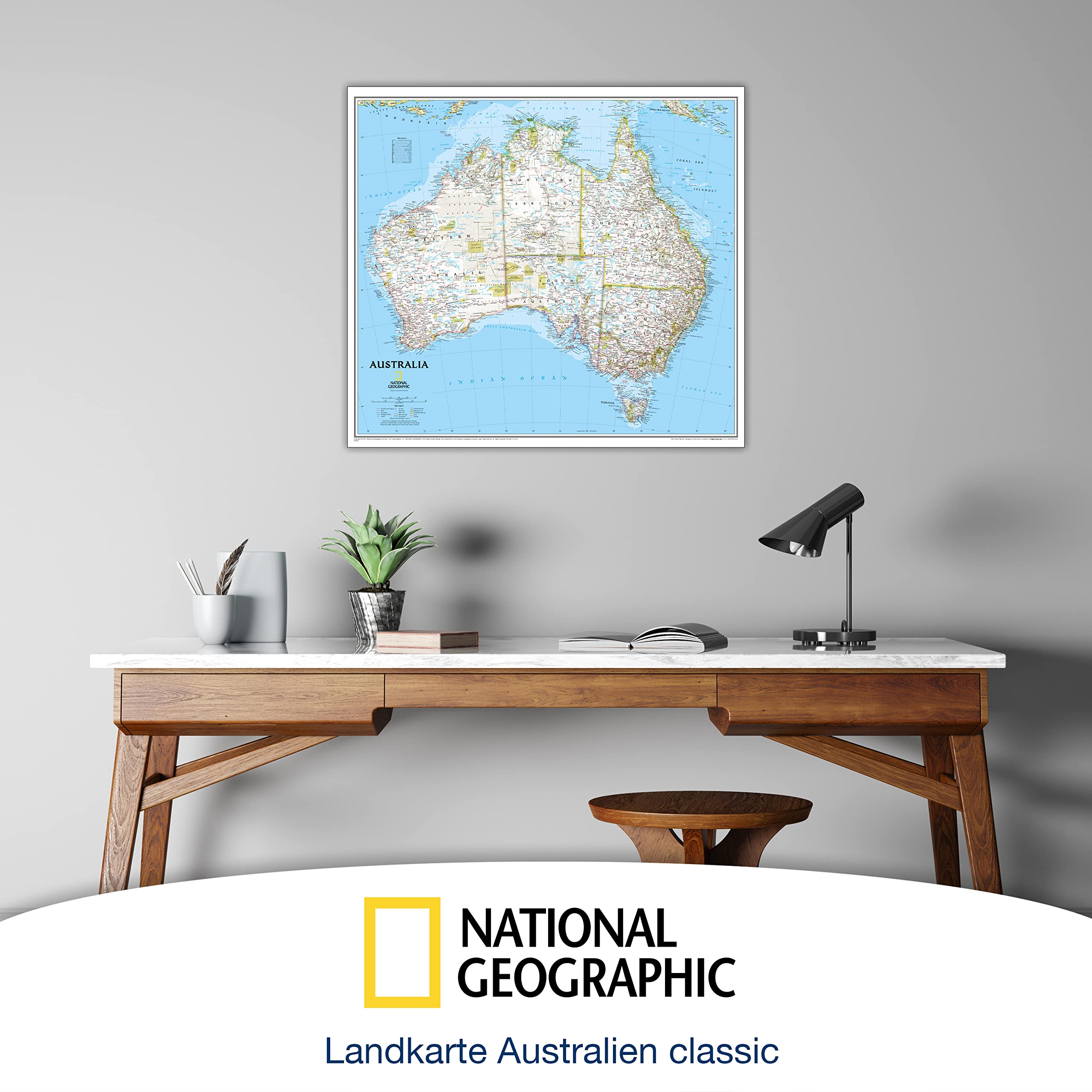 ORBIT Globes & Maps - Australien Landkarte, Kartenbild von National Geographic - Landkarte classic, 77 x 69 cm, englisch