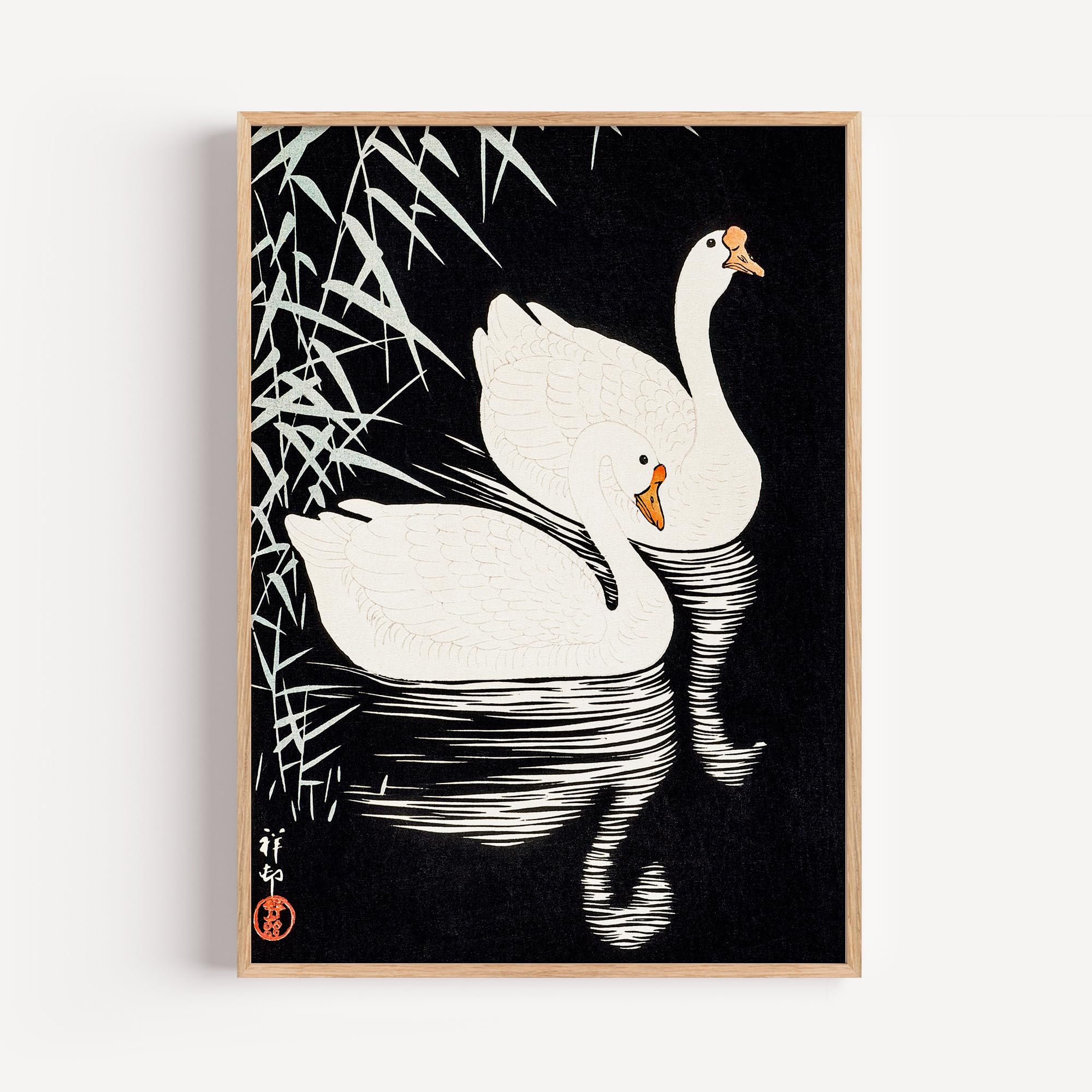 Made by Mika Ltd Japanese Wall Art Painting Prints From Original Artworks Hokusai Great wave, Takahashi, Mount Fuji woodblock style (Geese, A3 297x420mm, Unframed)