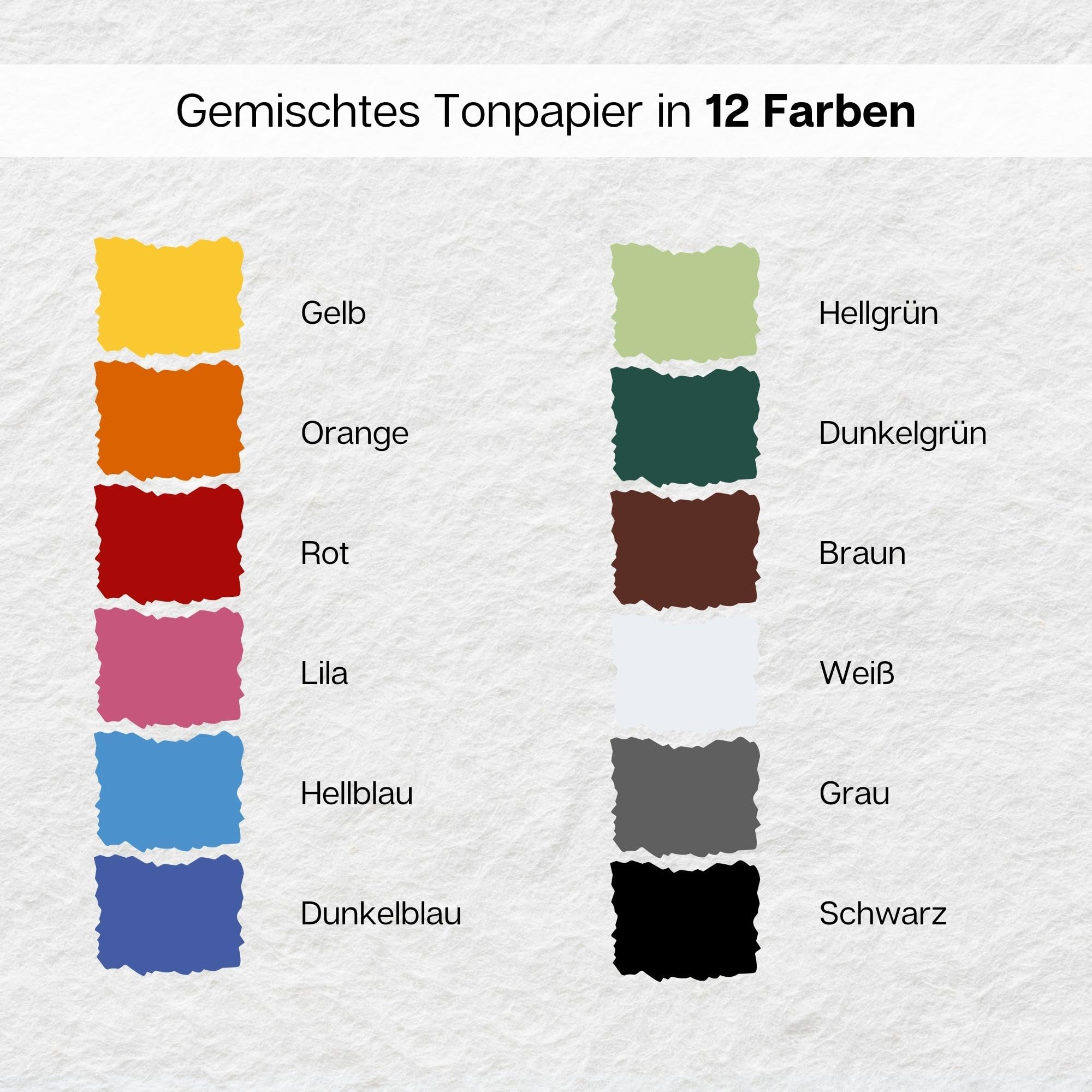 artdee® Tonpapier bunt in 12 verschiedenen Farben 180 g/m² – Bastelpapier Set (360 Blatt gemischt in DIN A2) – Buntes Papier zum Basteln – Bastelpapier bunt für Kinder und Erwachsene