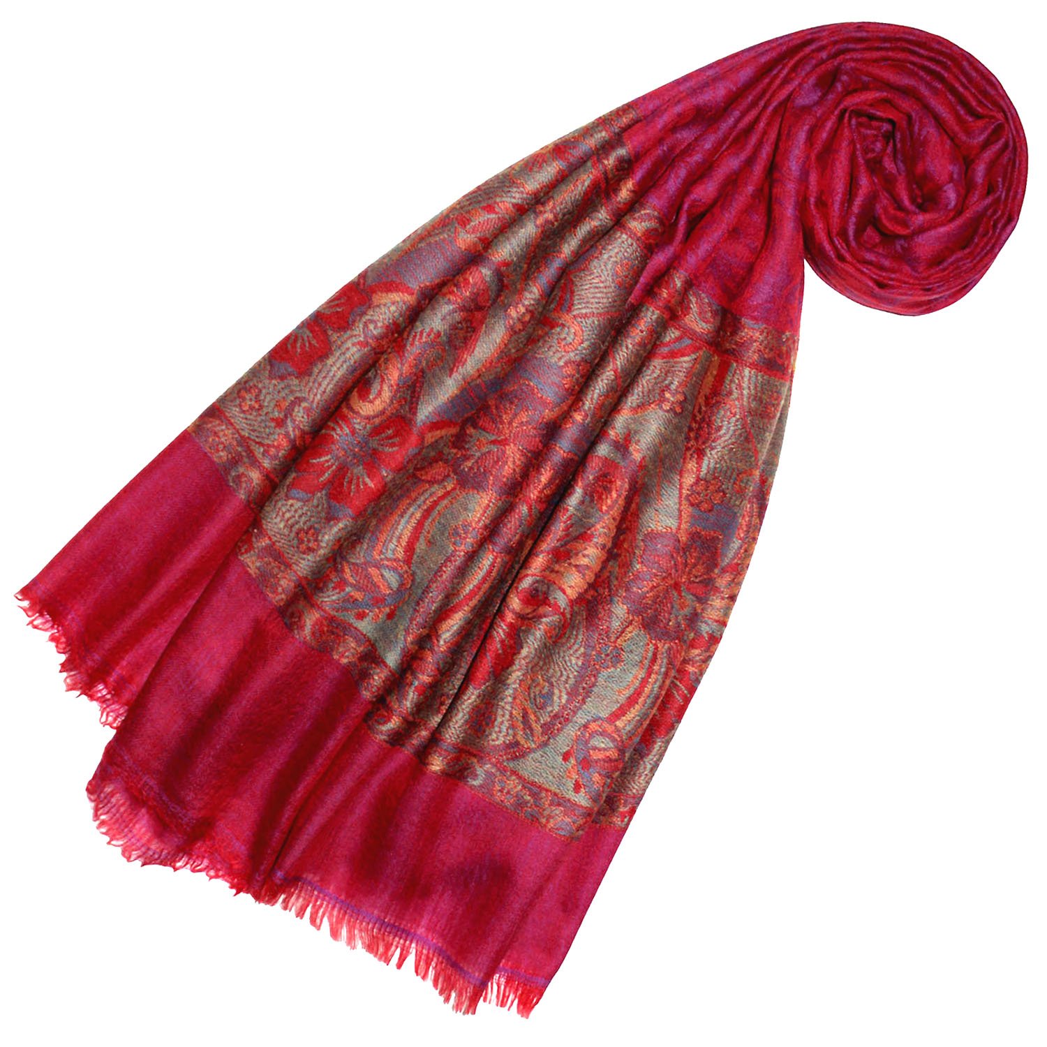 Lorenzo Cana 78365 - Sciarpa da donna in cashmere, 100% cashmere, 70 x 200 cm, motivo cachemire, elegante e morbida, colore: rosso