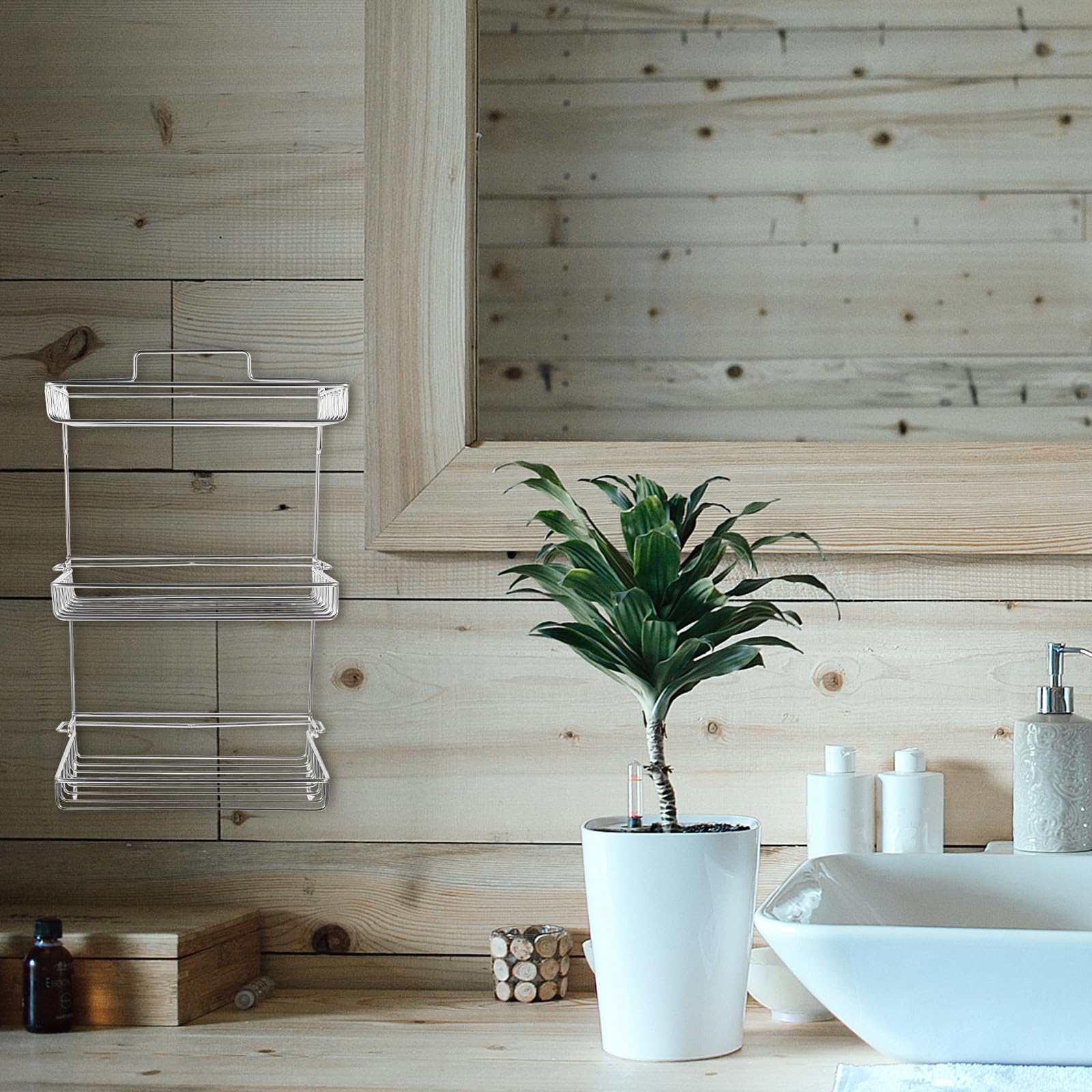 VALICLUD Estante de Ducha para Organizar Productos de Baño de Acero Inoxidable Plegable y Colgar Accesorios Pared con Gancho y Adhesivo sin Taladro