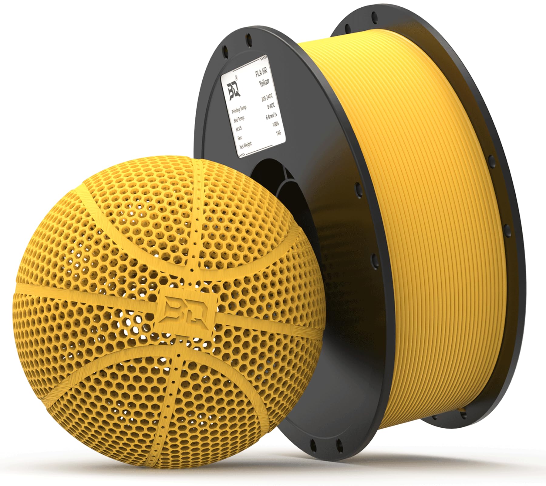 BIQU PLA-HR Flexible 3D Printer Filament Specifically for Printing Airless Basketballs, 1.75mm 1KG Spool (2.2lbs), Flexi Tough Filament Compatible with Most FDM 3D Printer (Yellow)