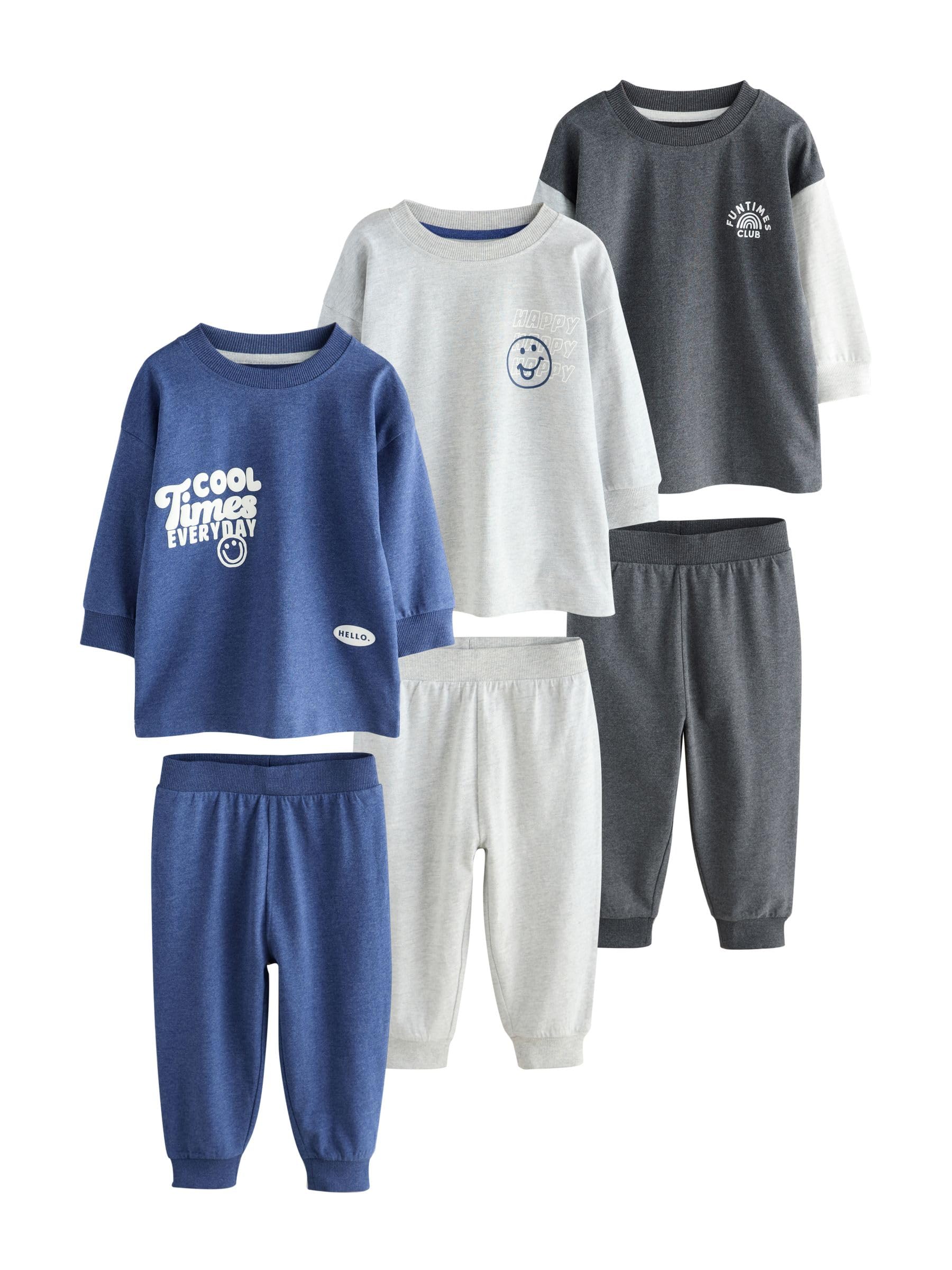 NEXT Ragazzo Confezione da 3 Pigiami Comodi | Bambino, Standard, Mid Rise, Pull On, Lavabile in lavatrice