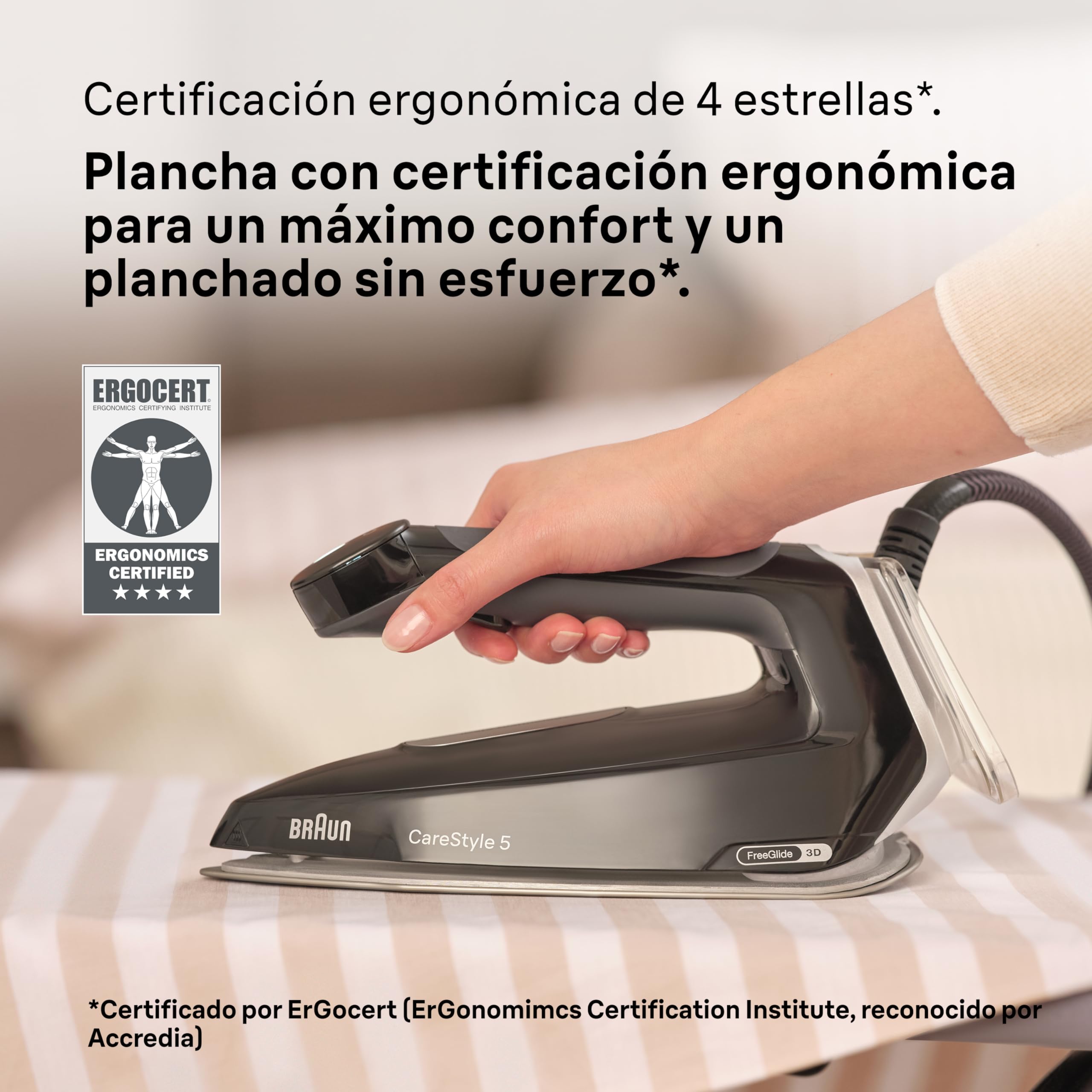 Braun CareStyle 5 IS5249BK, Plancha de Vapor con Tecnología FreeGlide 3D, 150 g/min de Vapor, Calentamiento Rápido, iCareMode, Planchado Vertical, Anti Goteo, Tanque Agua Desmontable 2L, 2400W, Negro