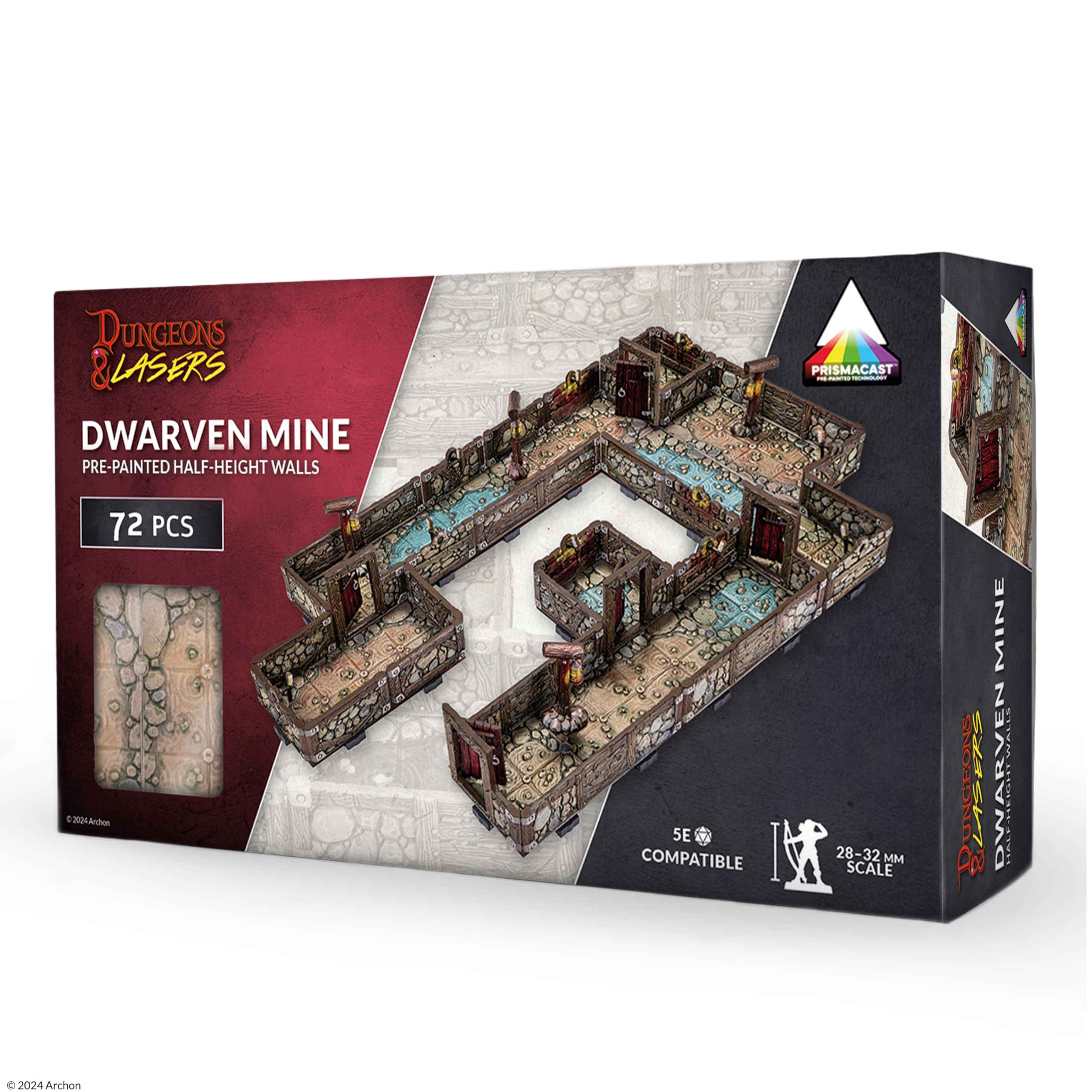 Dungeons & Lasers Prepainted Terrain Sets for DND and Tabletop RPG Games - 5E Compatible with 28mm-32mm Scale Miniatures - Modular Design for Fast