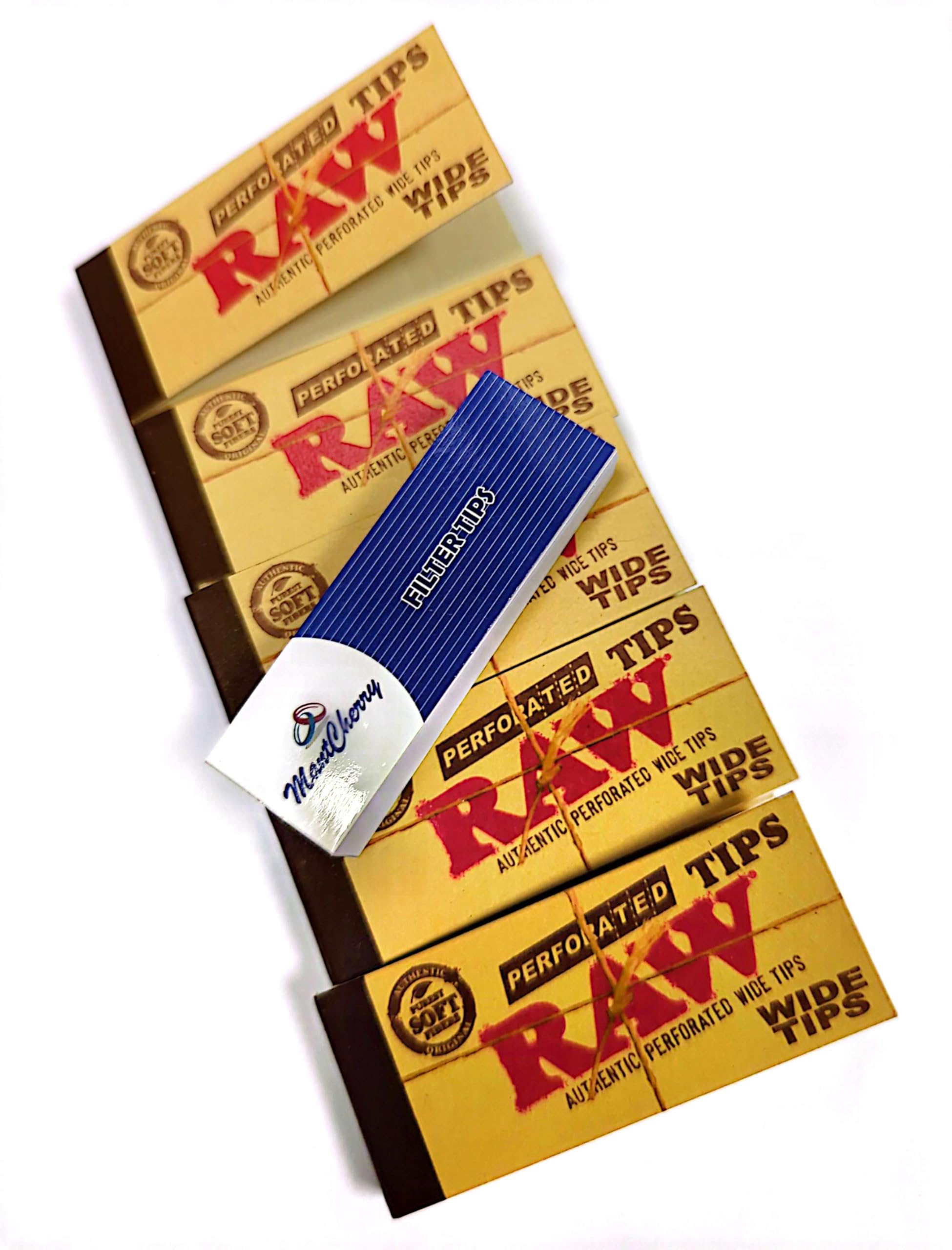 MONTCHERRY Brand Tips & RAW Perforated Wide Rolling Paper Tips - 10 BOOKLETS