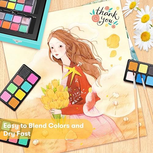 Miniatura 18 de iBayam Suministros de arte, paquete de 150 piezas de arte de madera de lujo, kit de pintura para manualidades, 1 libro para colorear, 2 blocs