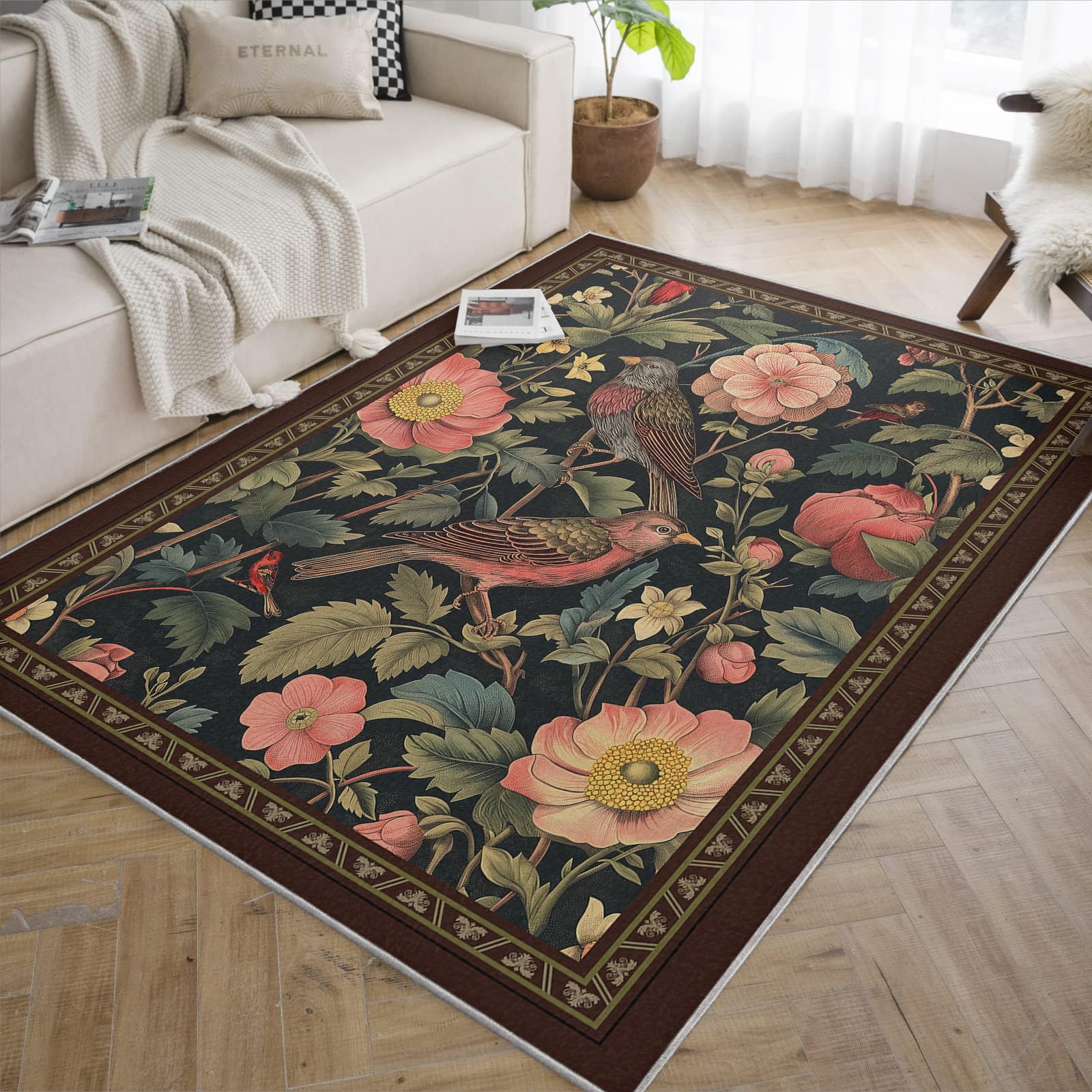 Czeski kwiatowy i ptak wzór dywan do salonu 240x340cm Retro można prać w pralce i prać dywan do biura wejściowego rezydencji
