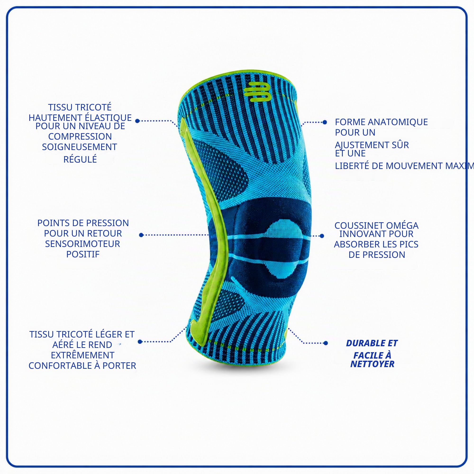 BAUERFEIND Genouillère „Knee Support“ avec Anneau en Silicone, Droit/Gauche