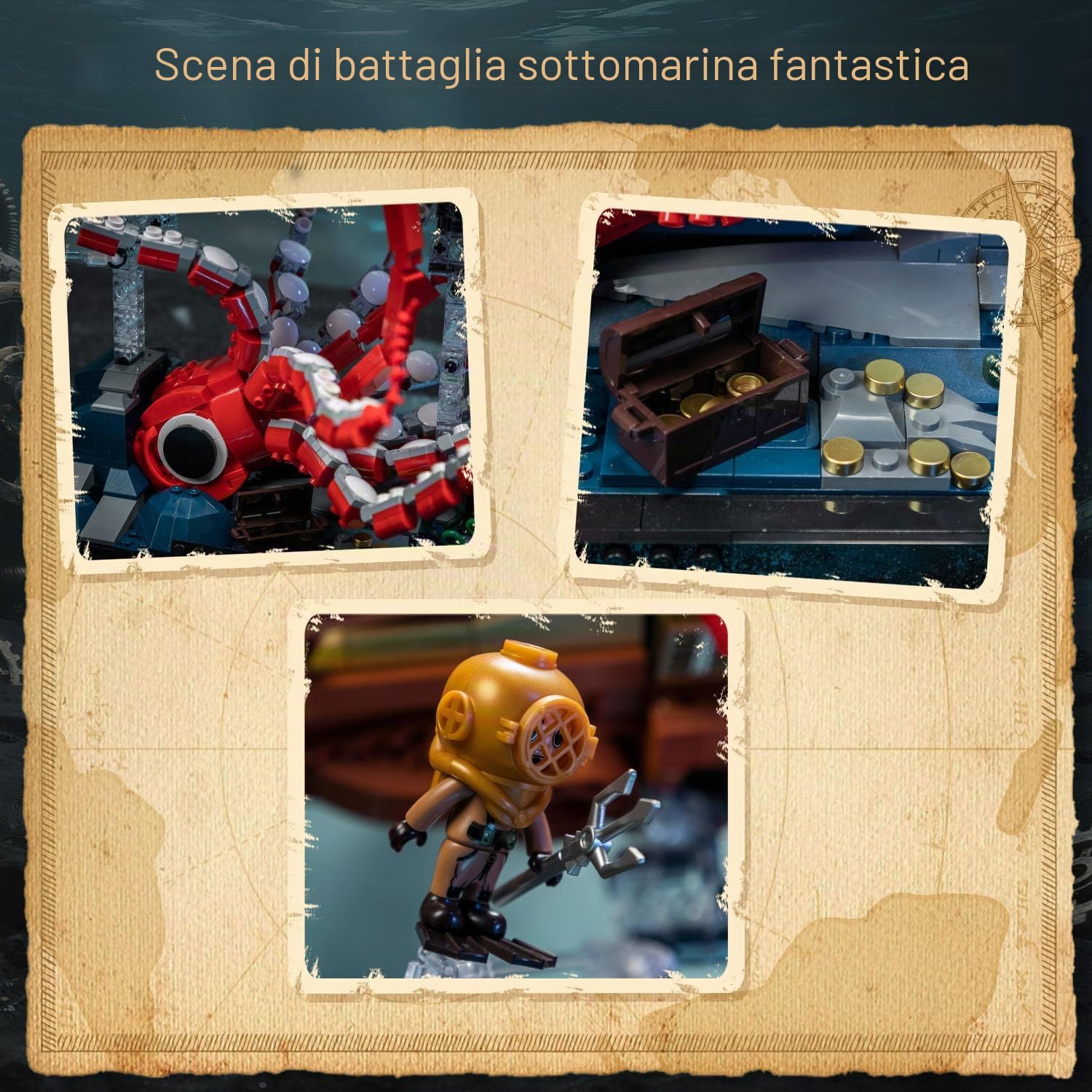 PANTASY Nautilus Steampunk, modellino modulabile in 3 sezioni con elica a ingranaggi, mini barca e scena d'avventura sottomarina, kit modello meccanico retrò da costruire per adulti