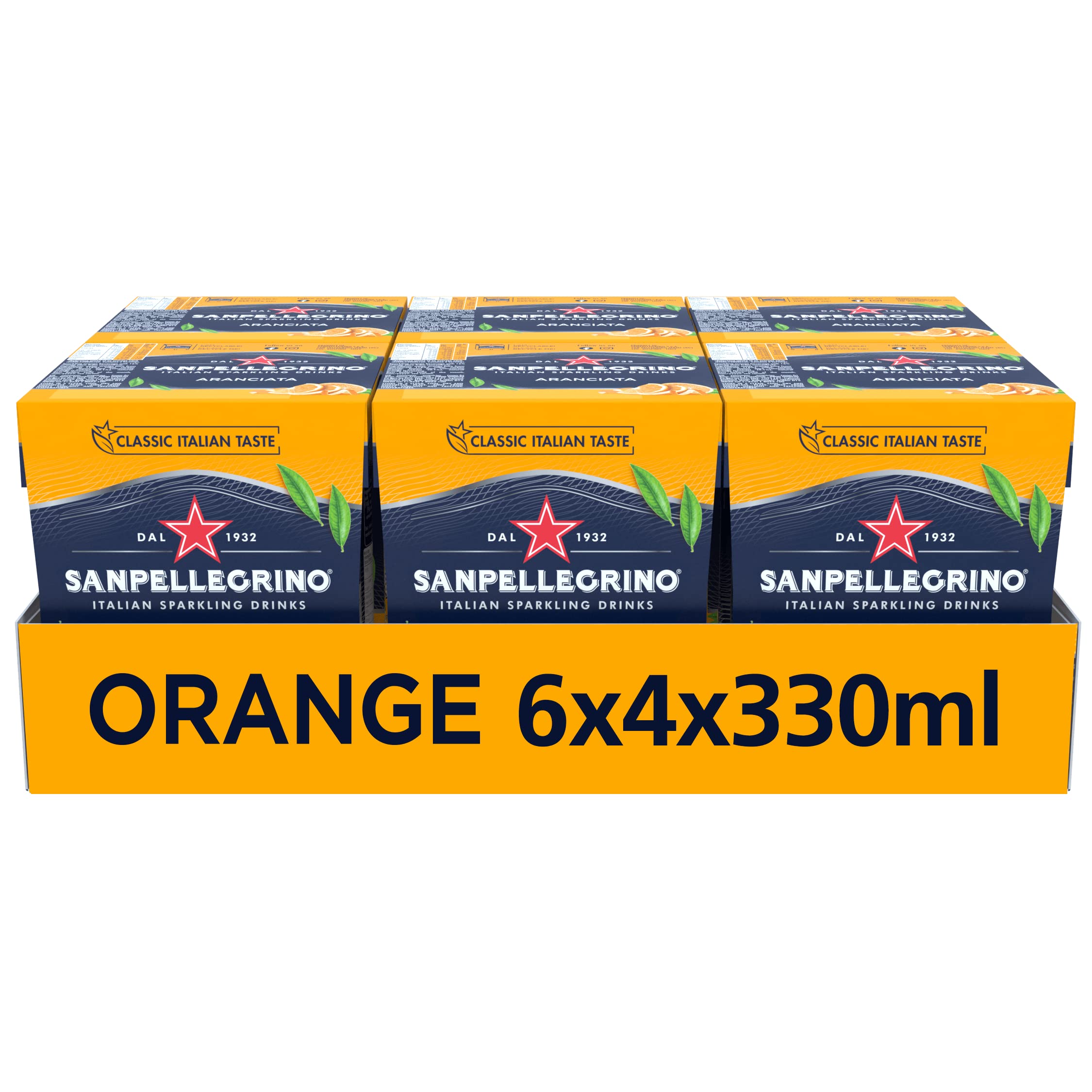 Italian Sparkling Drinks Classic Taste Original Sparkling Orange Canned Soft Drink 24 Pack (6 Pack x 4 x 330ml)