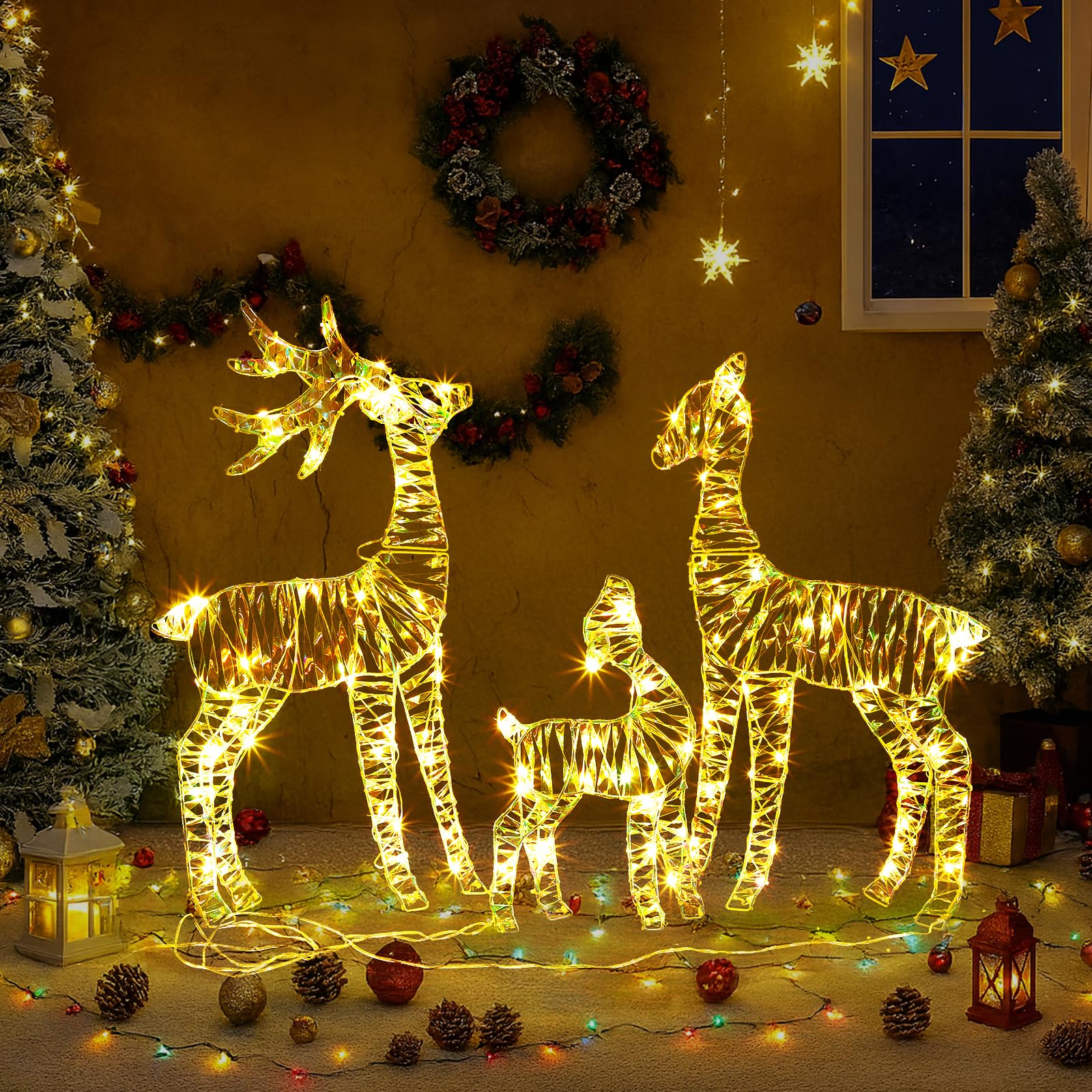LEADZM Renne de Noel Exterieur - Decoration Noel Exterieur 3 Pièces, Résistant aux Intempéries (72 cm-Plastique-2D)