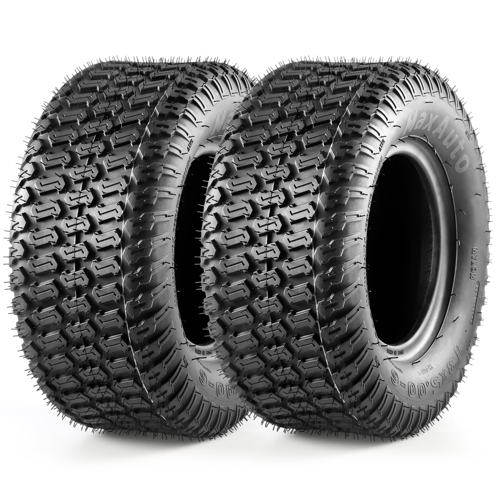 MaxAuto 2Pcs 13x5.00-6 Riding Mower Tires 13x5x6 Turf Tires for Lawn and Garden Mower,4PR,P332, Set of 2