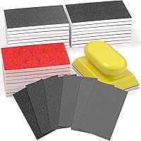 BURMONG 25PCS Sanding Sponge Set 120-600 Grit Foam Sanding Blocks, 3x4 Inch Wet/Dry Reusable for Wood, Furniture, Metal, Drywall
