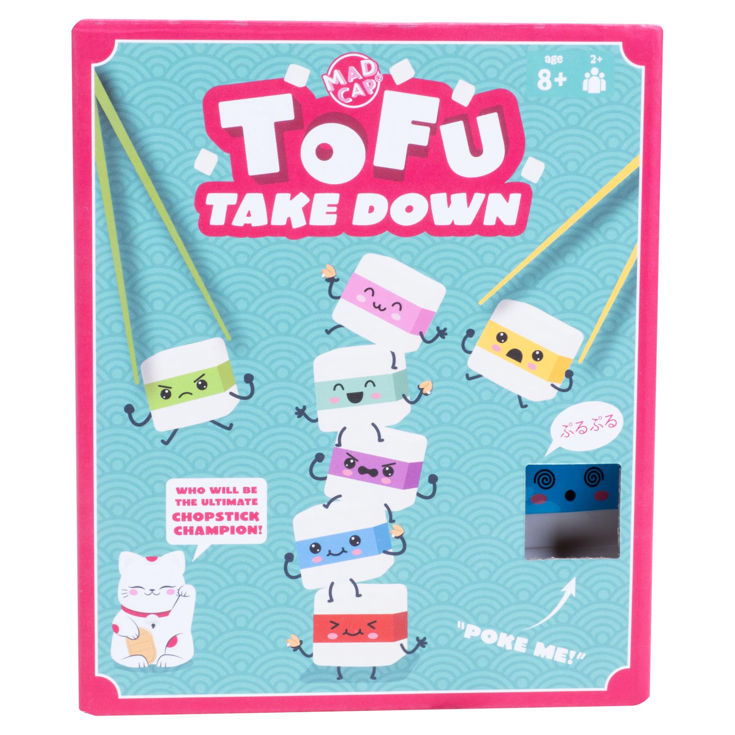 Fizz Creations Tofu Take Down Fun Family Game. Divertenti giochi per feste Caratteristiche 2 paia di bacchette, 10 pezzi di tofu squishy e 50 carte sfida. Età 8+
