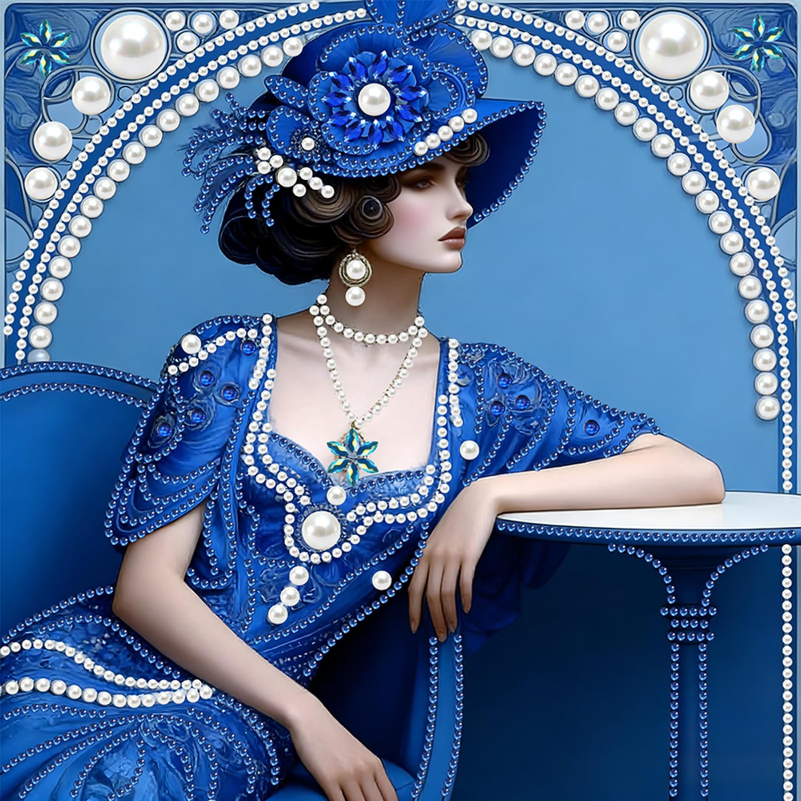 Blue 5D DIY Partial Drill Diamond Painting Kit 30x30cm
